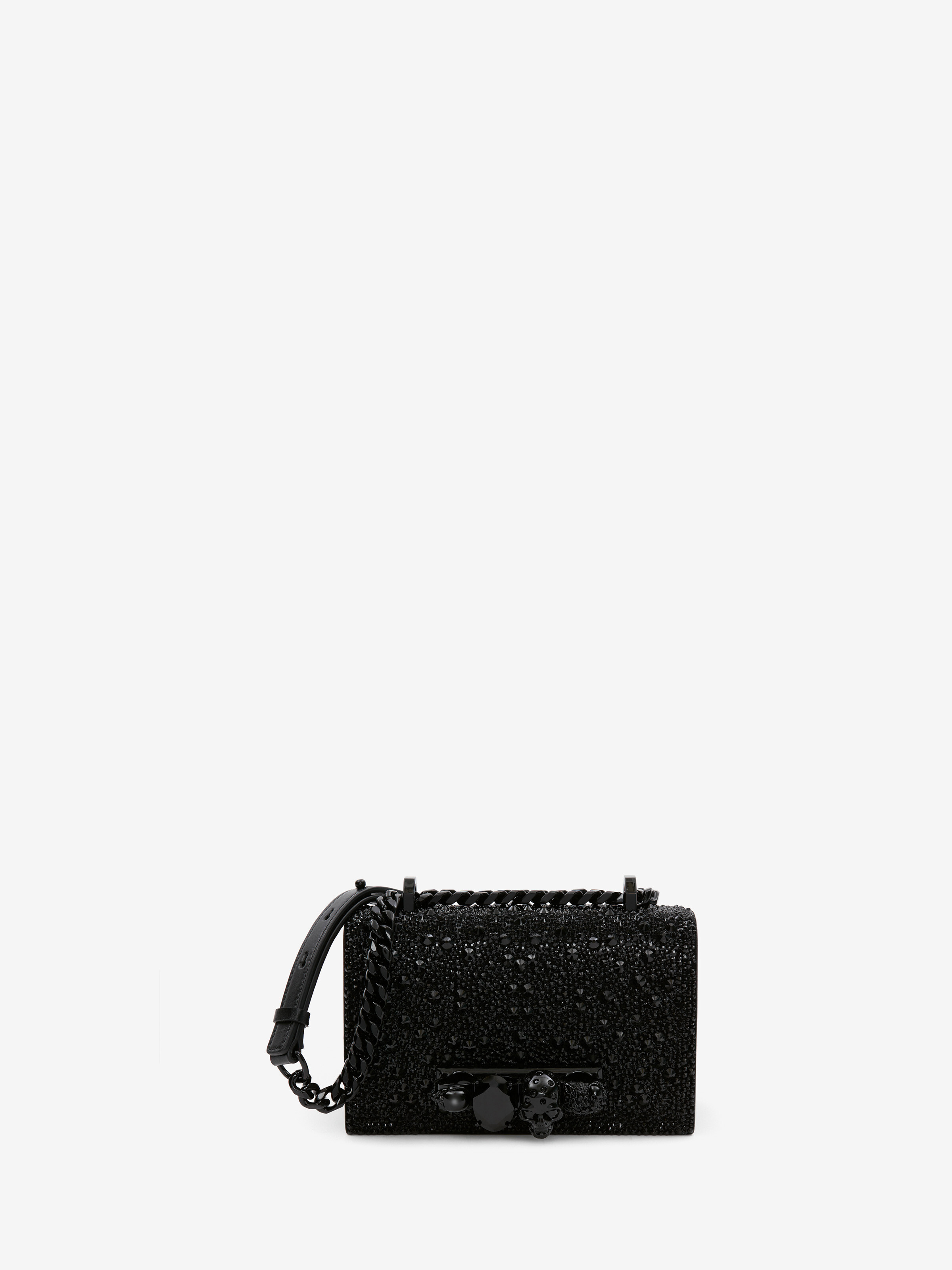 Women's Crystal-embellished Mini Jewelled Satchel in Black in 100% Calf Leather | Alexander McQueen - image 1