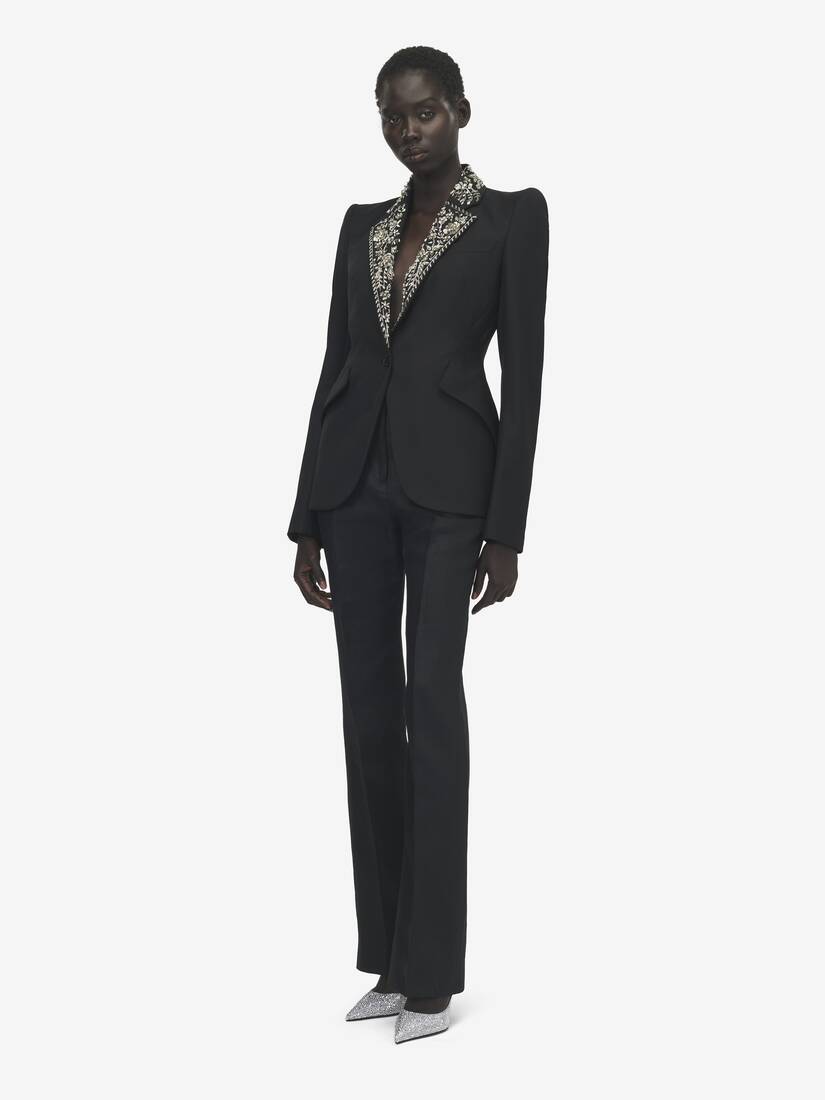 Embroidered Lapel Single-breasted Jacket | Alexander McQueen - image 2