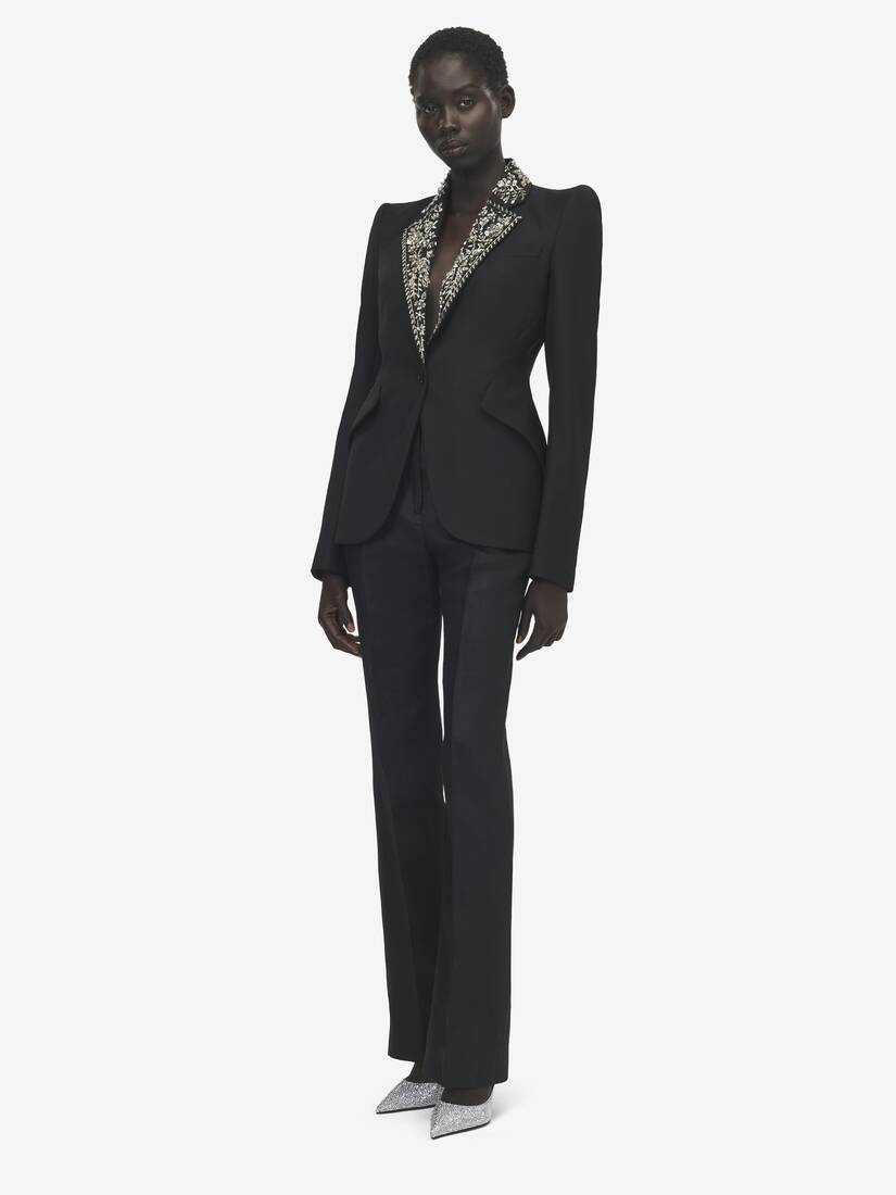 Embroidered Lapel Single-breasted Jacket | Alexander McQueen - image 2