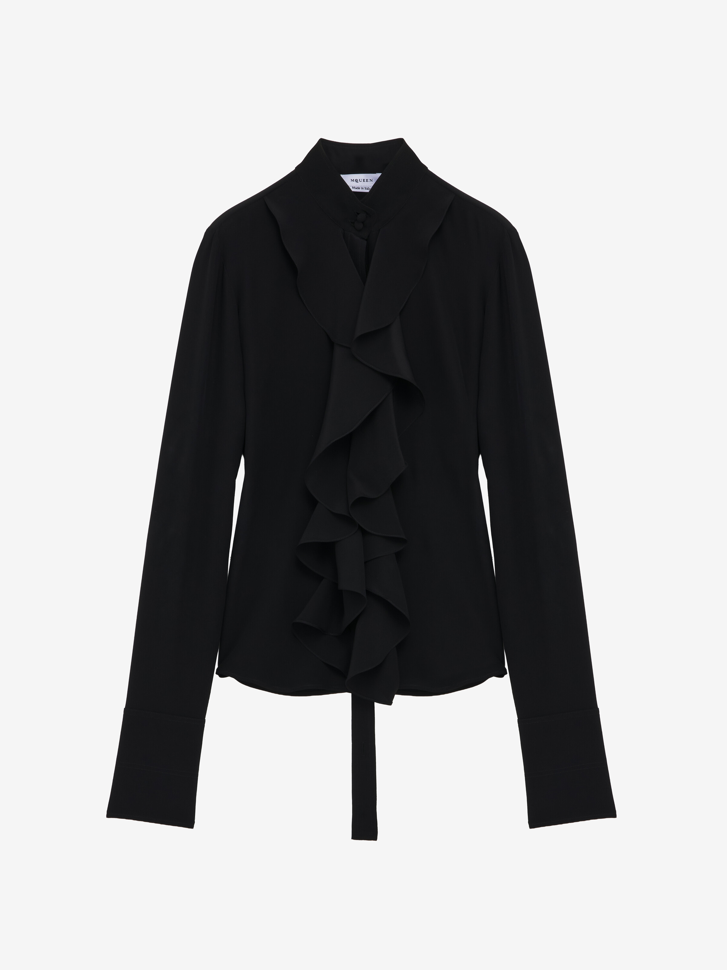 Women's Ruffled Shirt in Black in 100% Silk | Alexander McQueen - image 2