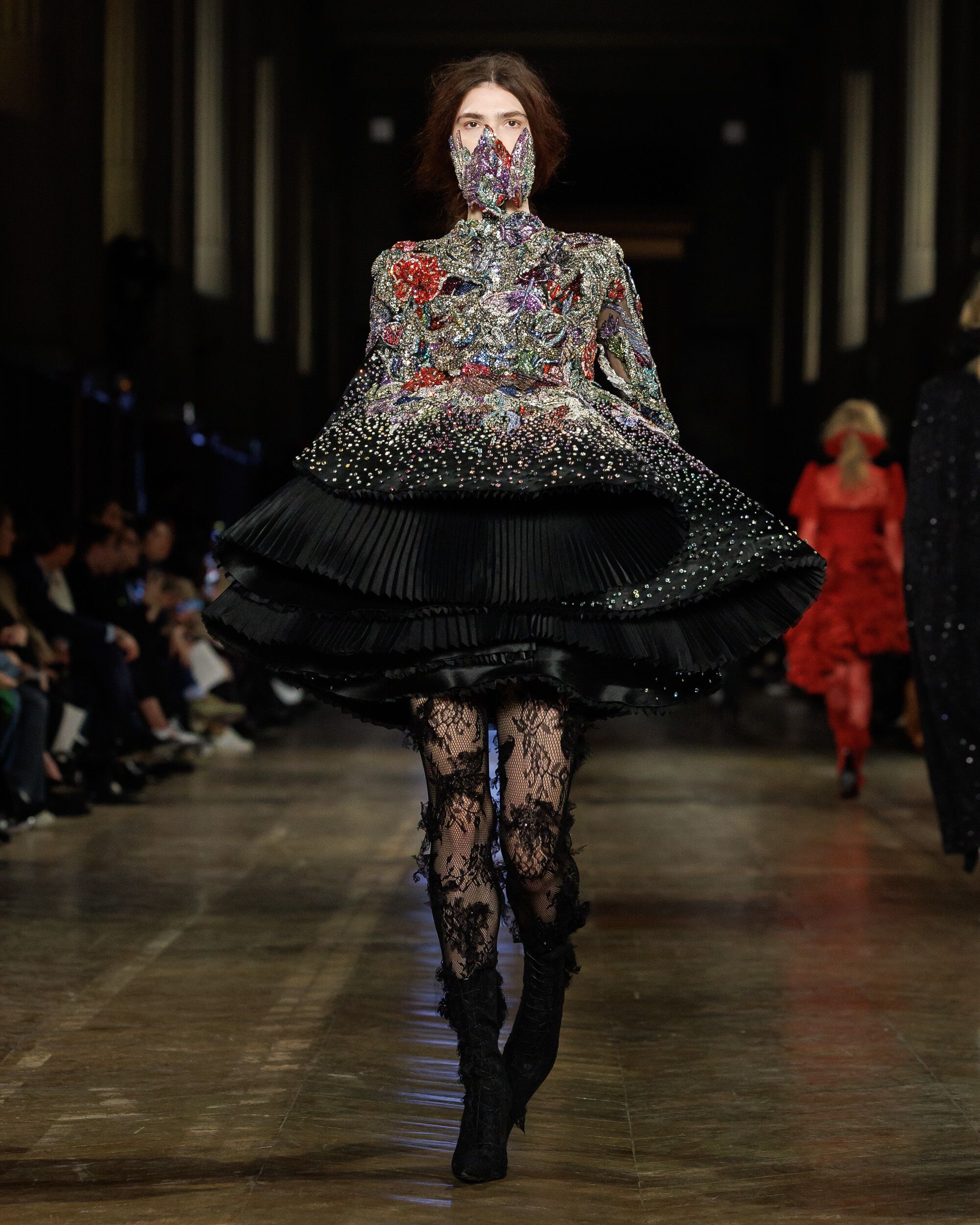 Dorian Gray-inspired embroidery for McQueen Autumn Winter 2025