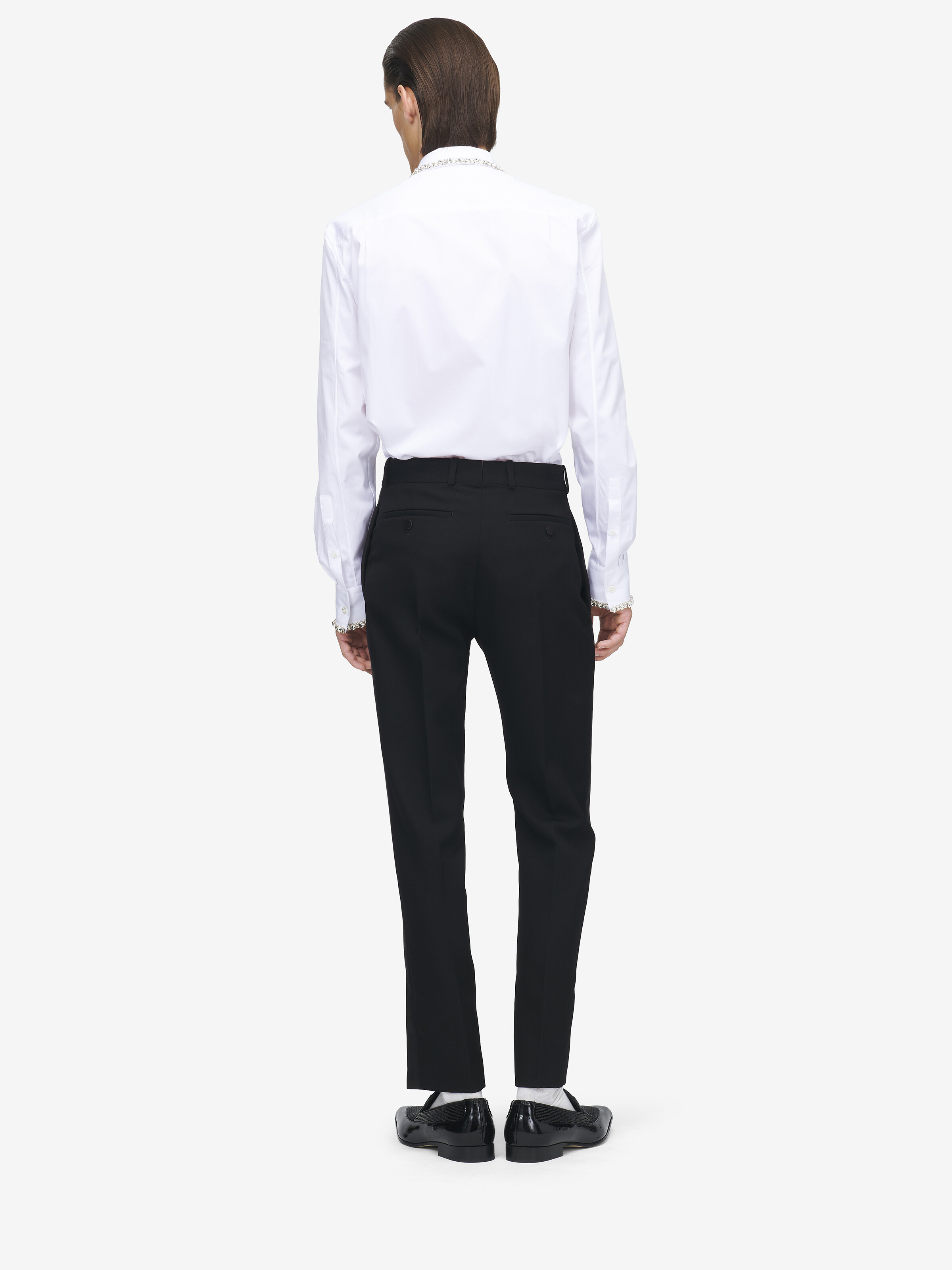 Men's Crystal Embroidery Shirt in Optical White in 100% Cotton | Alexander McQueen - image 4