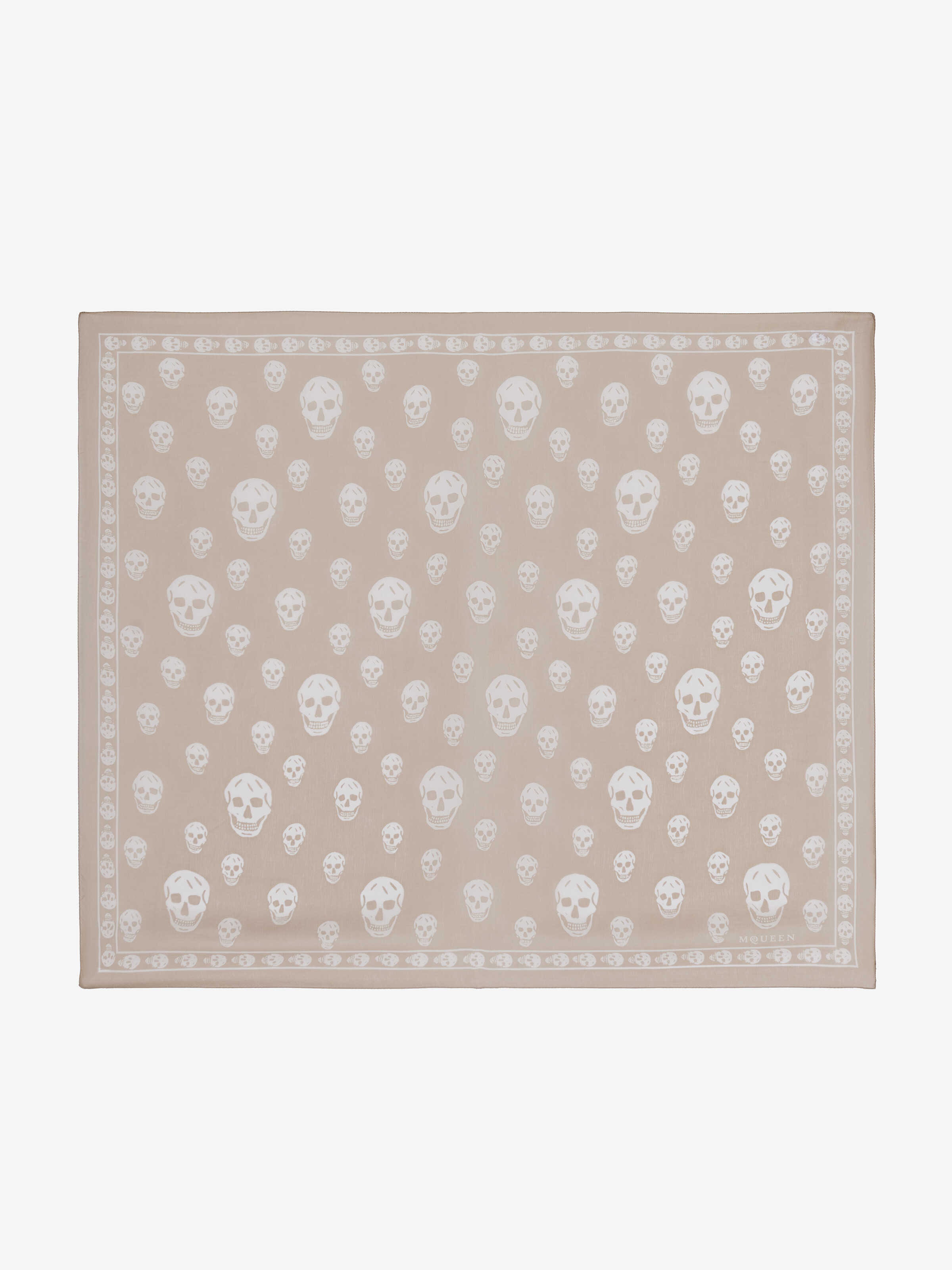 Women's Classic Skull Scarf in Ivory/Beige in 100% Silk | Alexander McQueen - image 1