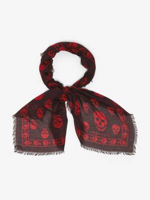Men's Classic Skull Scarf in Green | Alexander McQueen CA