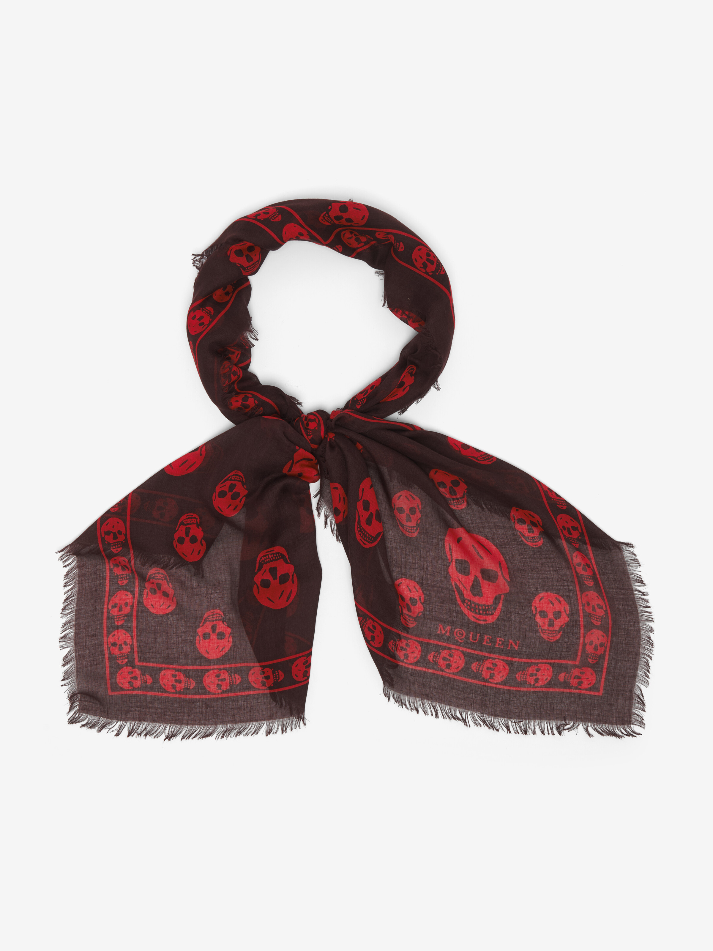Classic Skull Scarf in Deep Red in 85% Modal , 15% Silk | Alexander McQueen - image 1