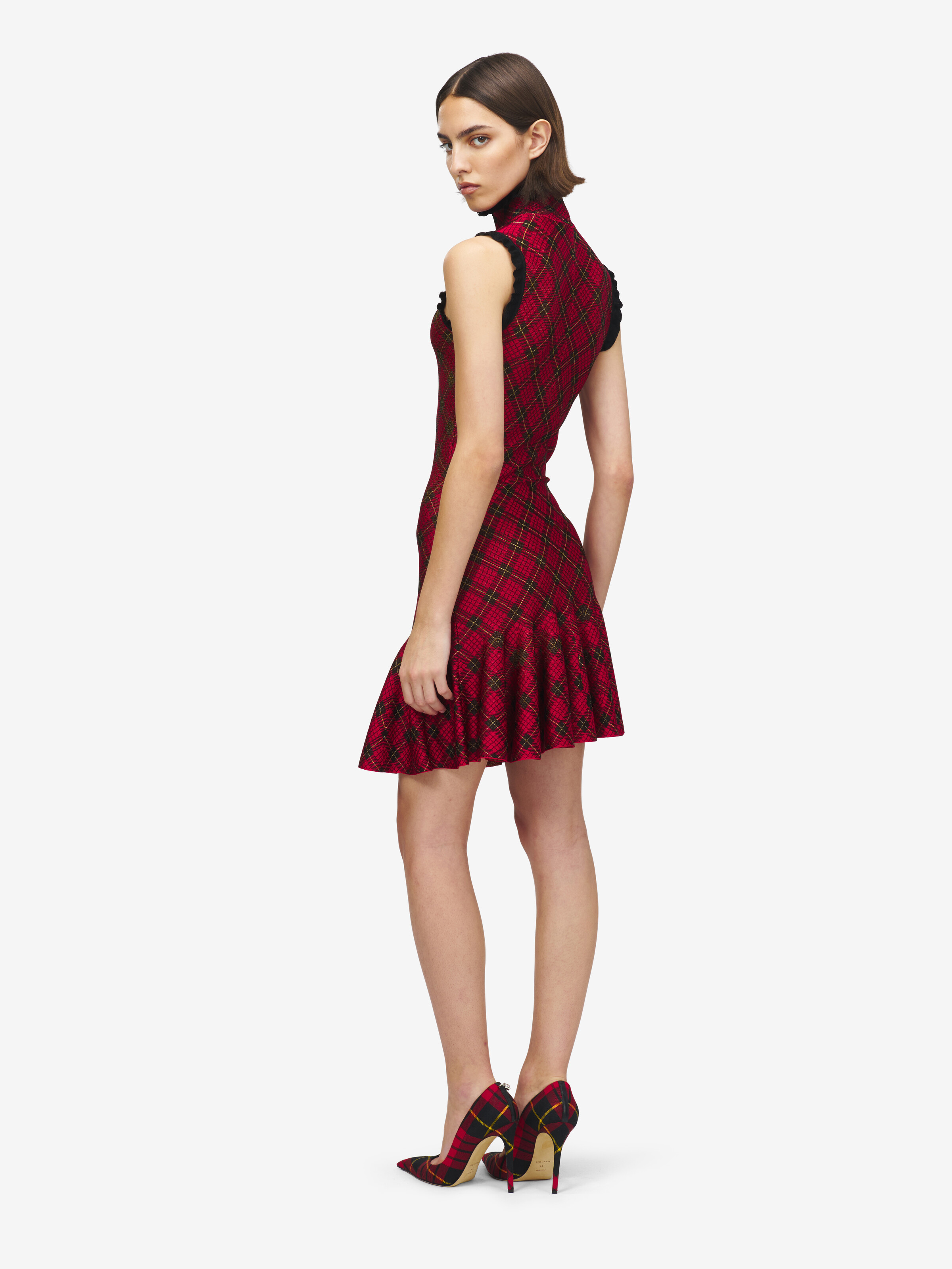Minikleid aus Tartan-Jacquard für Damen in Rot/Schwarz/Gelb in 100% Viscose | Alexander McQueen - image 4
