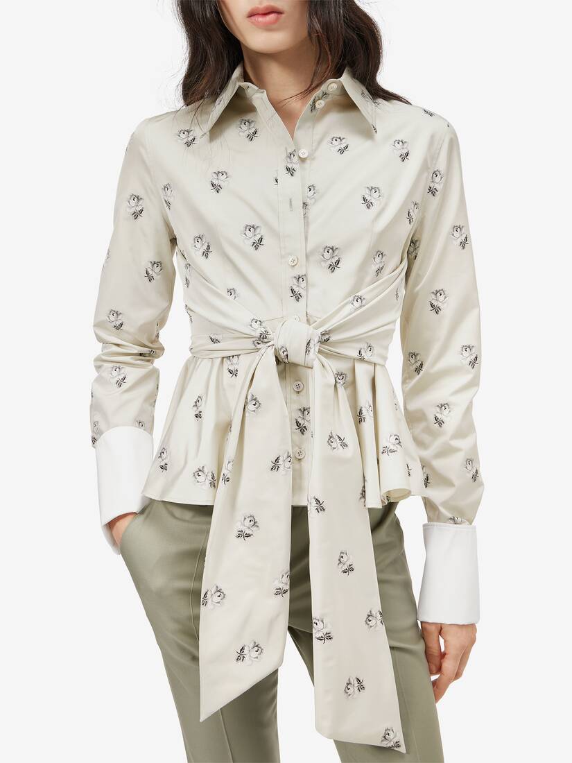 Chemise à nouer en jacquard de taffetas rose | Alexander McQueen - image 5