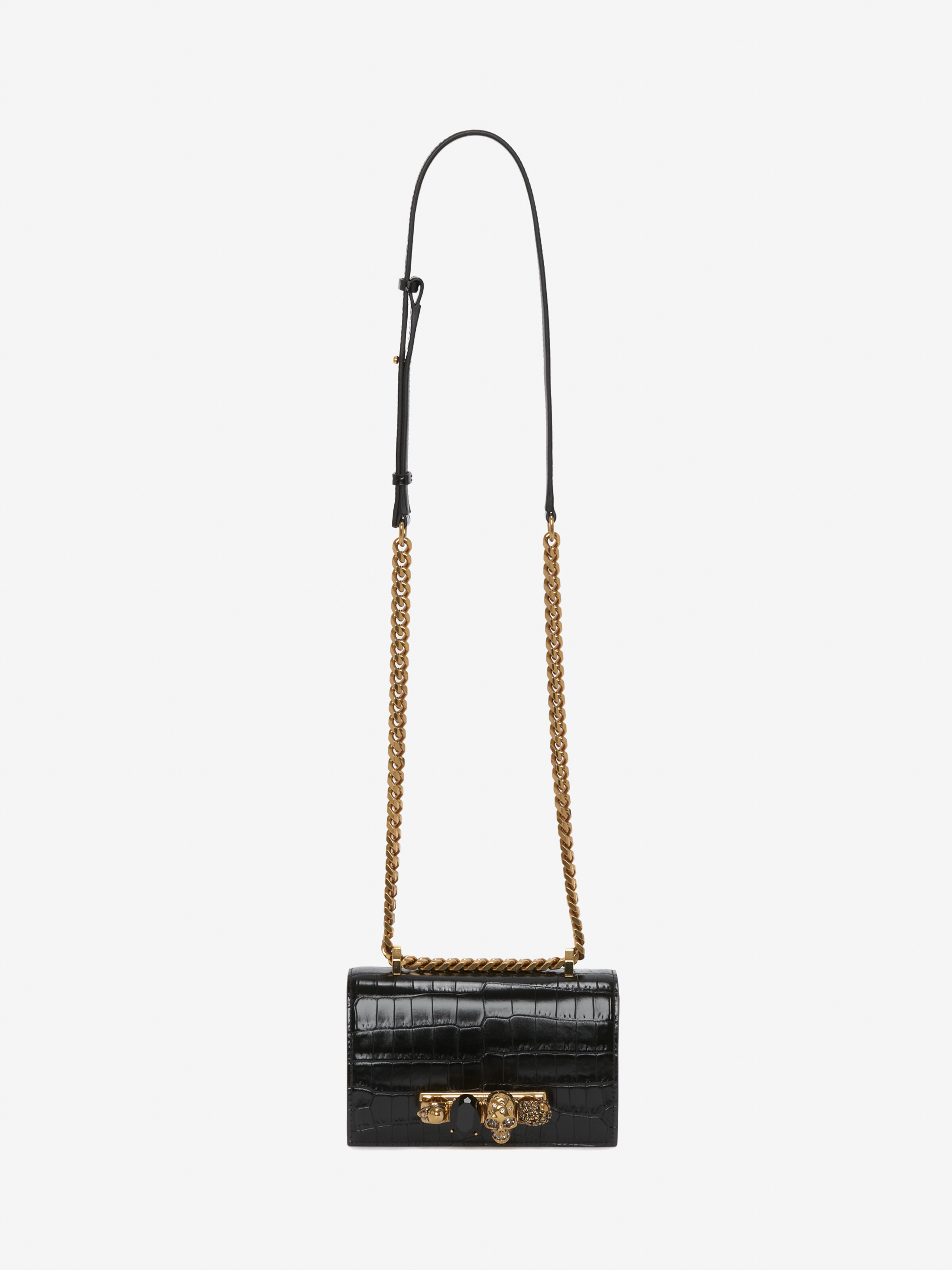 Women's Mini Jewelled Satchel in Black/Gold in Calf Leather | Alexander McQueen - image 5