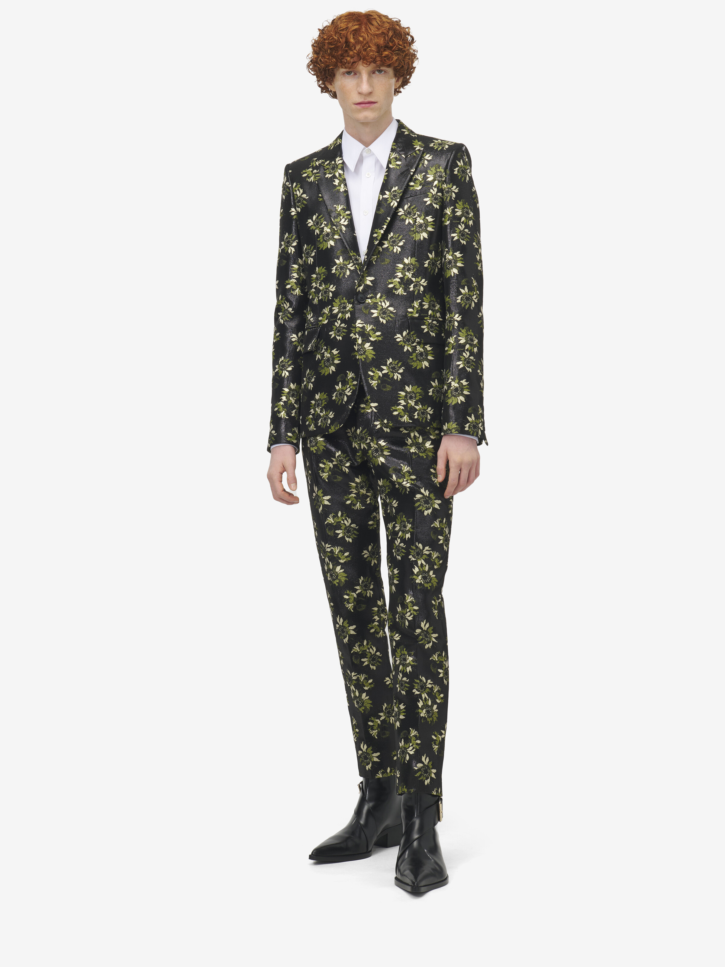 向日葵提花长裤 in 89% 涤纶, 11% 金屬聚酯纖維 | Alexander McQueen - image 2
