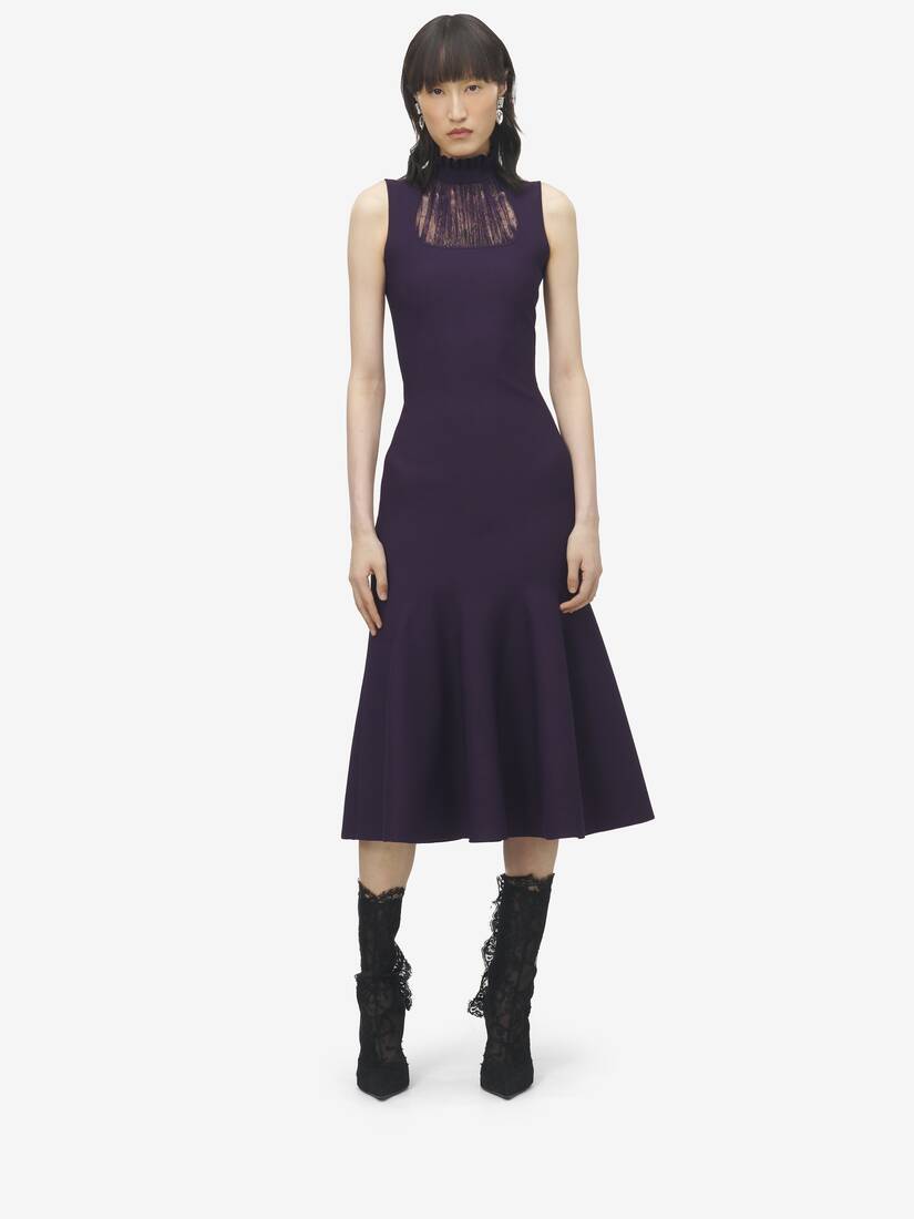 Lace Panel Midi Dress