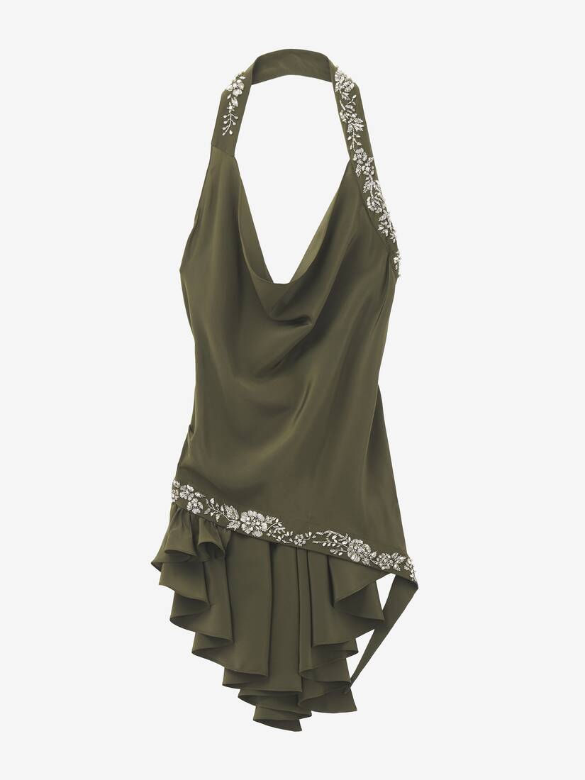 Floral Embroidery Asymmetric Top | Alexander McQueen - image 1