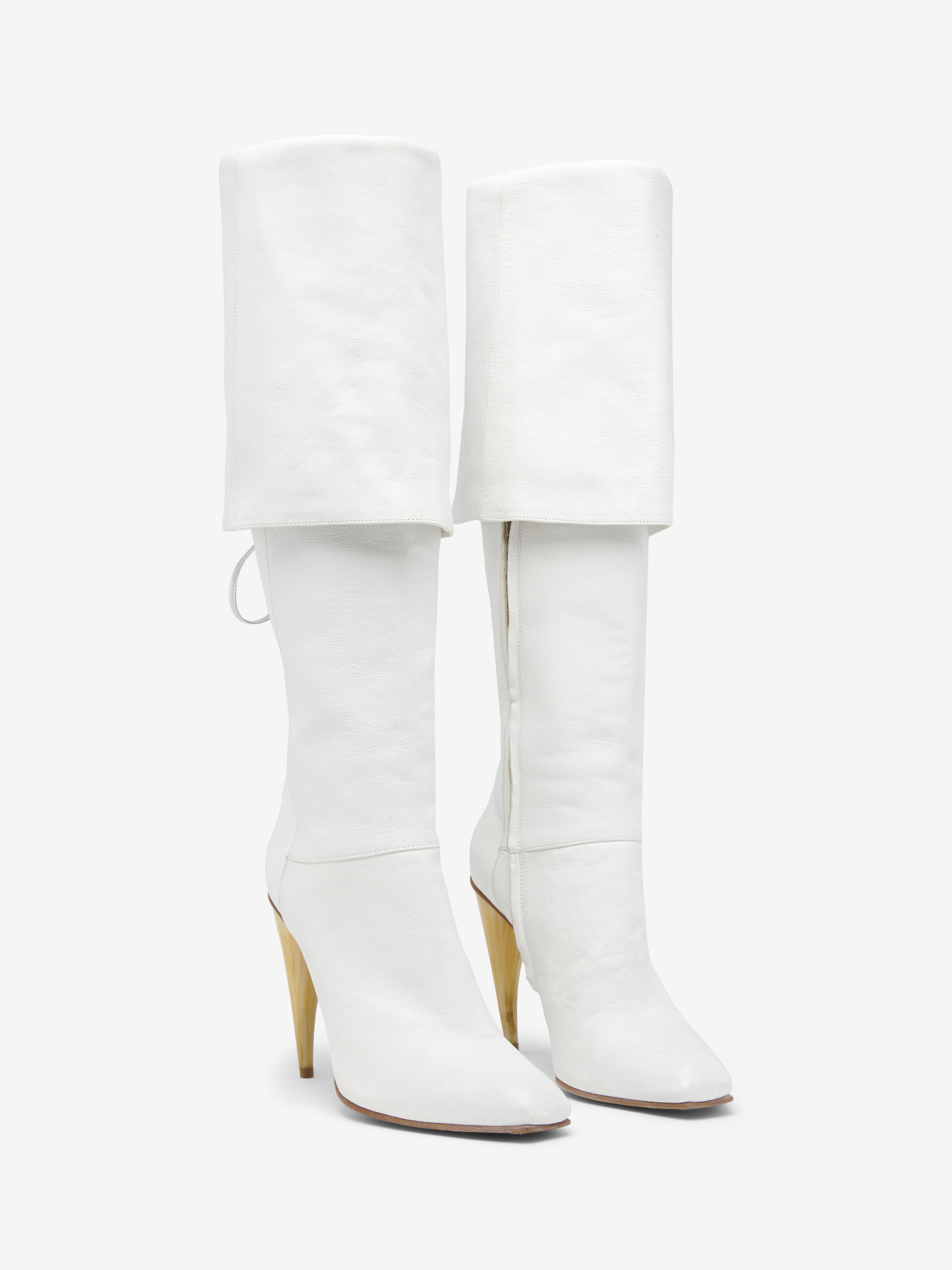 Women's Horn Heel Knee-High Boot in White in Lamb Leather | Alexander McQueen - image 2