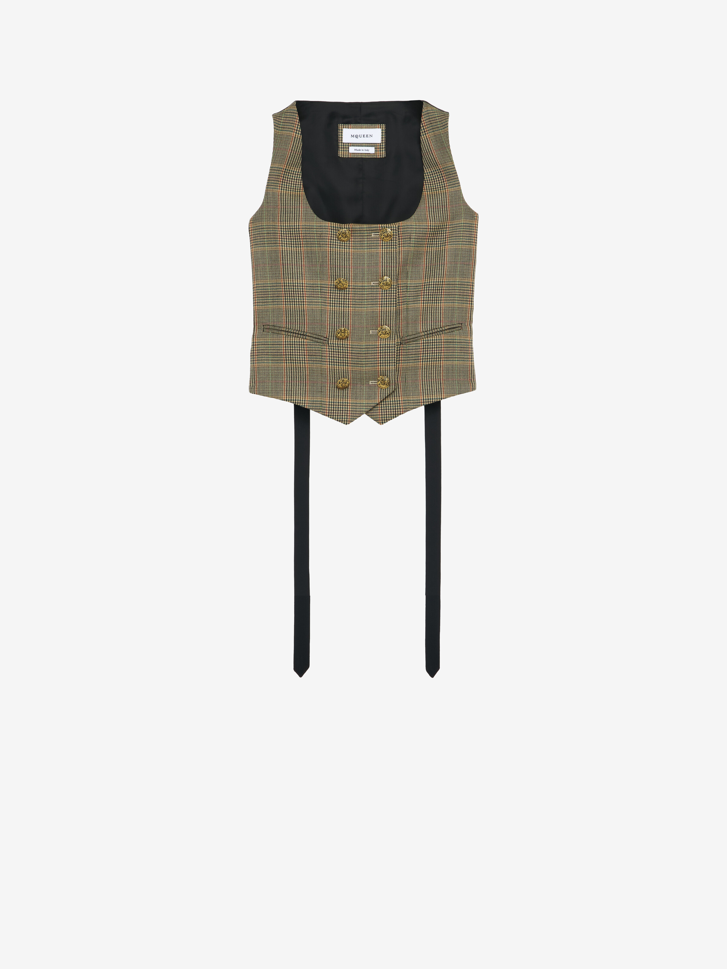 Gilet Country Check pour Femme en Marron in 100% Laine | Alexander McQueen - image 2