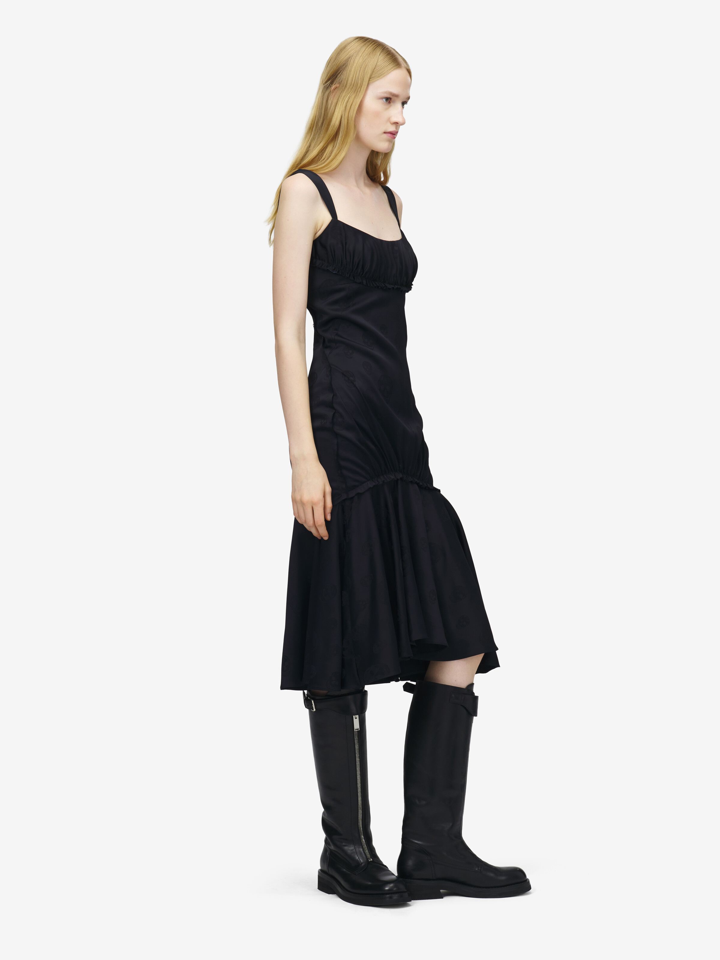 Abito midi Skull in jacquard da Donna in Nero in 100% Viscosa | Alexander McQueen - image 3