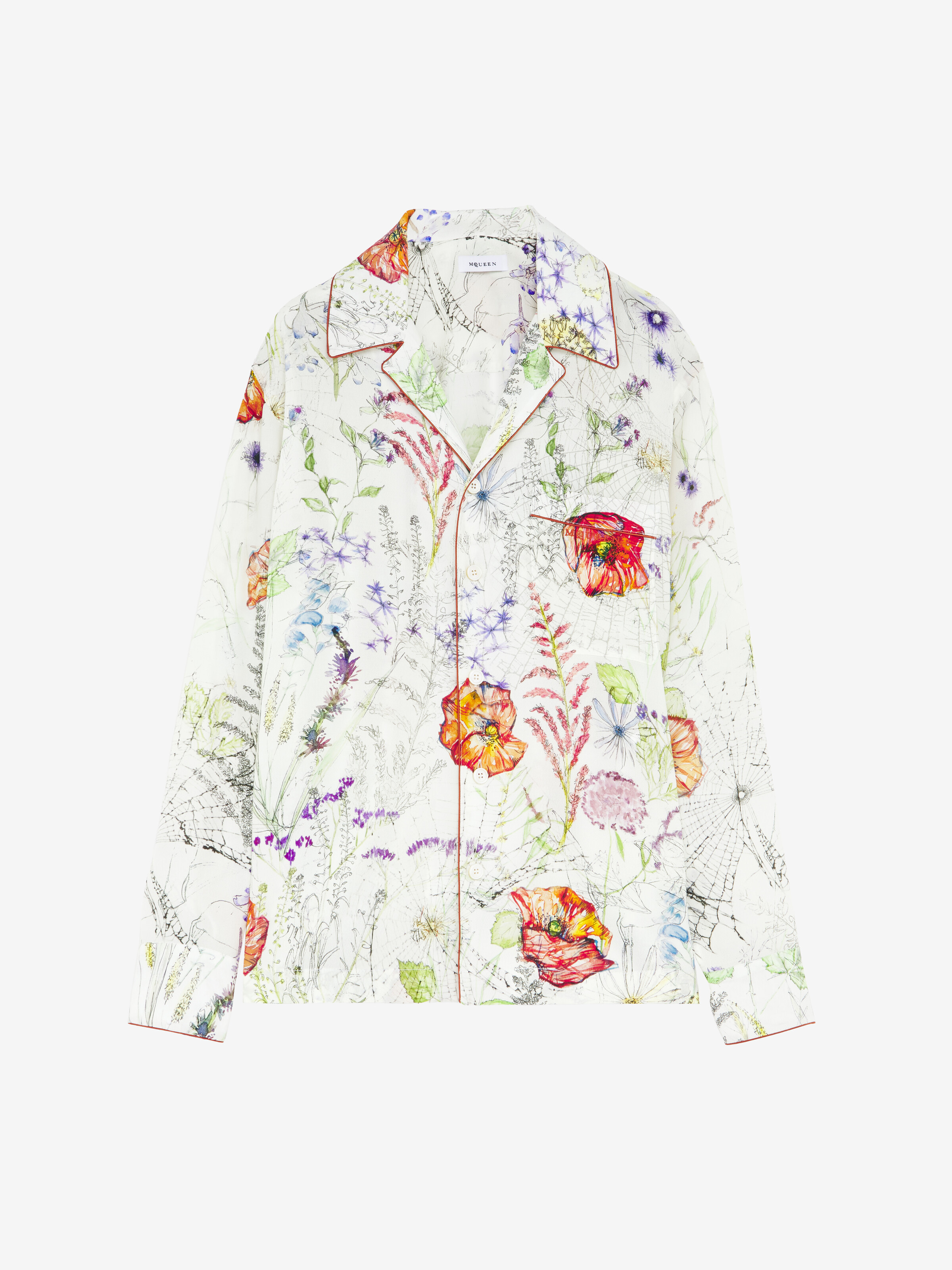 Women's Meadow Floral Pyjama Shirt in Ivory in 100% Viscose | Alexander McQueen - image 2