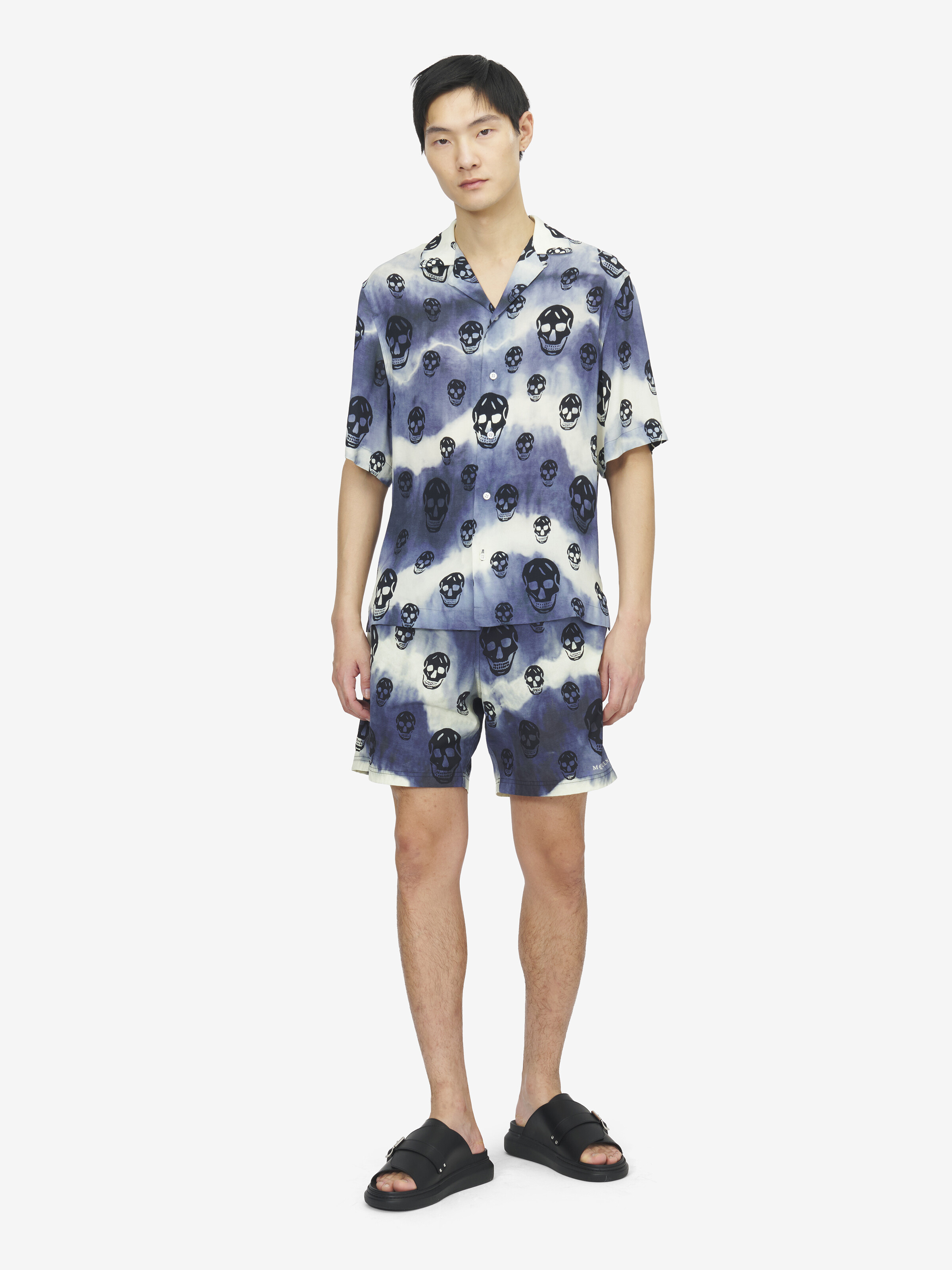 Short de bain Skull dégradé pour Homme en Marine/Noir in 100% Polyamide | Alexander McQueen - image 2