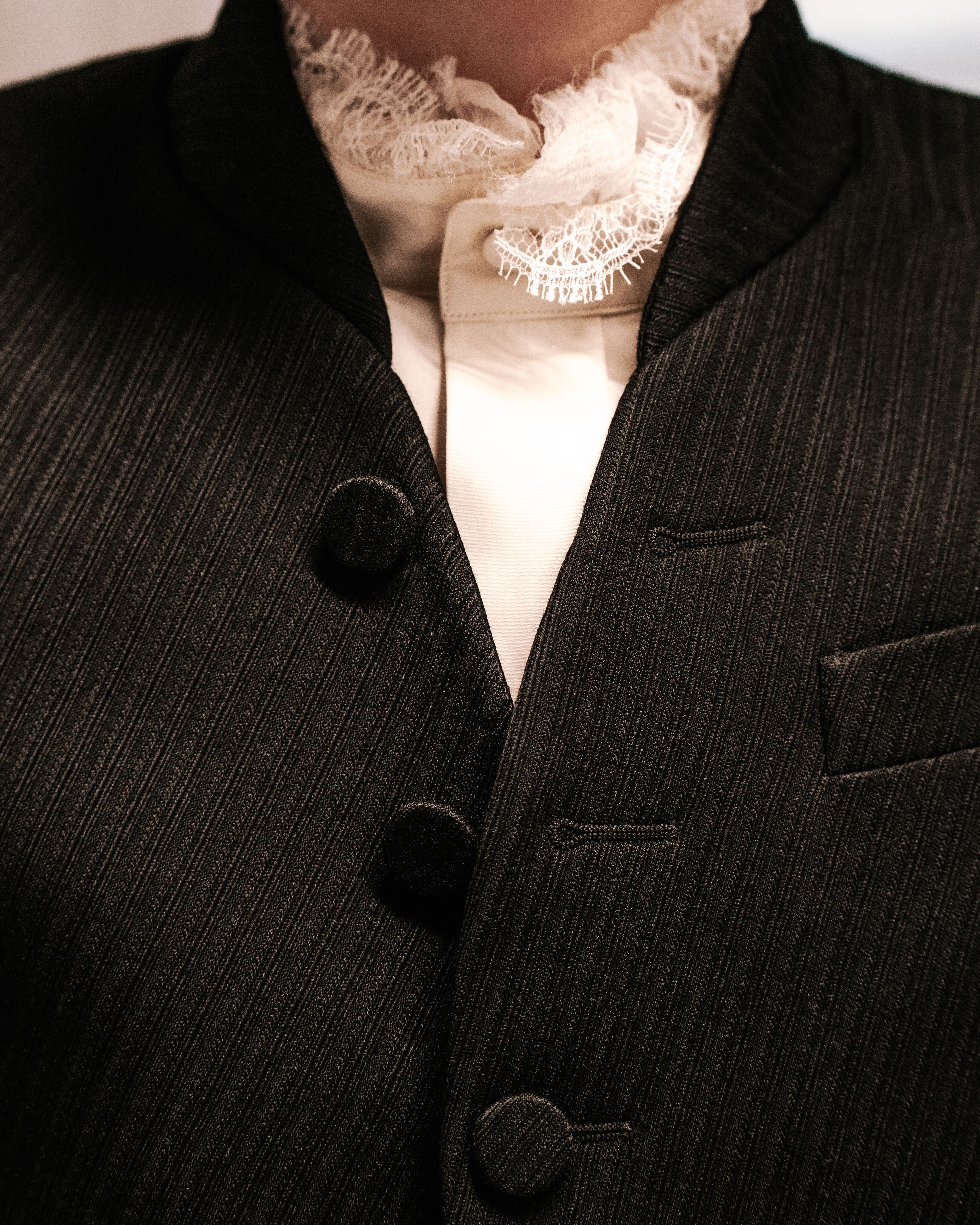 Close Up of McQueen Tailored look for McQueen Autumn Winter 2025
