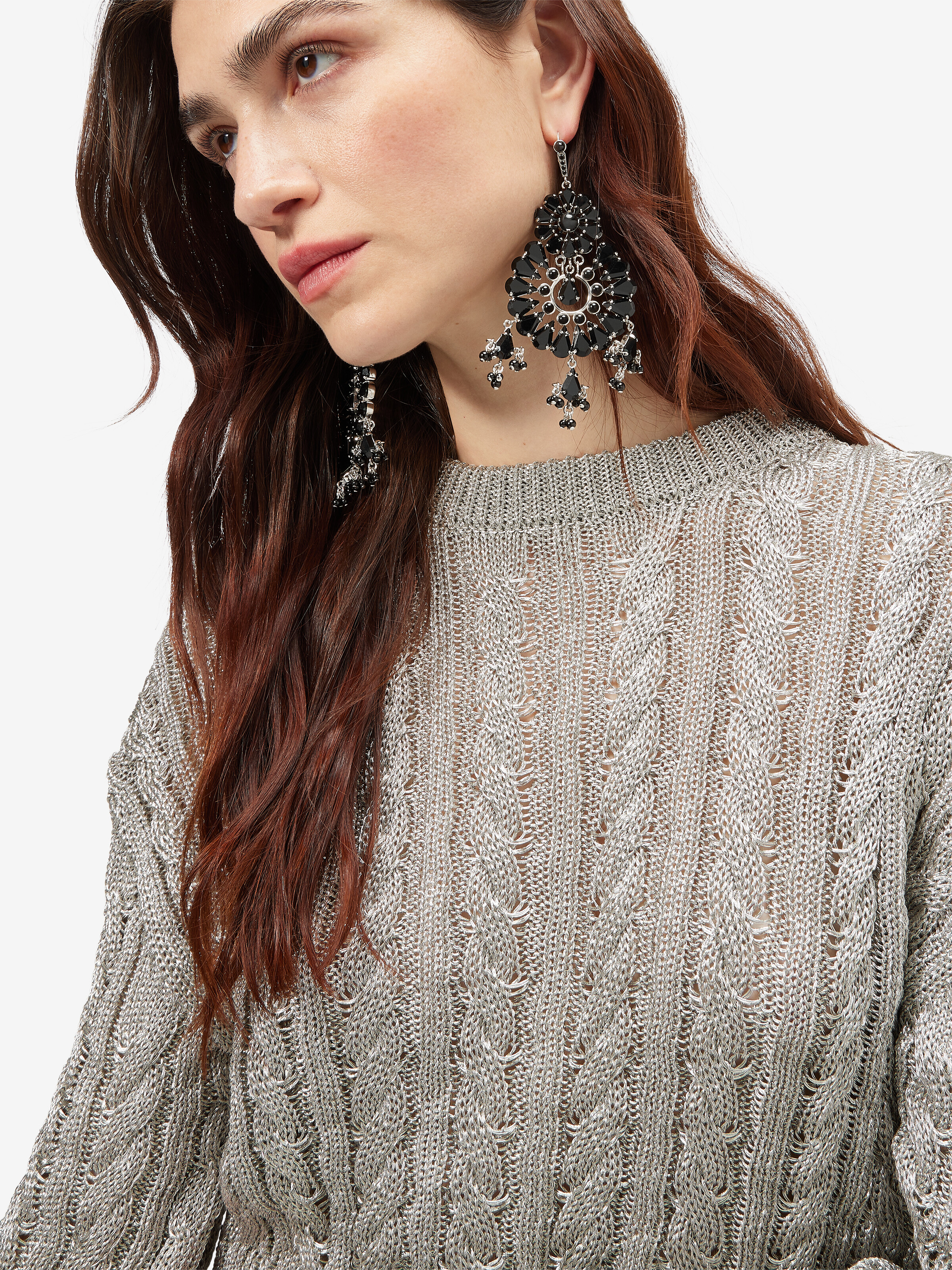 Women's Lustre Earrings in Black in Brass | Alexander McQueen - image 2