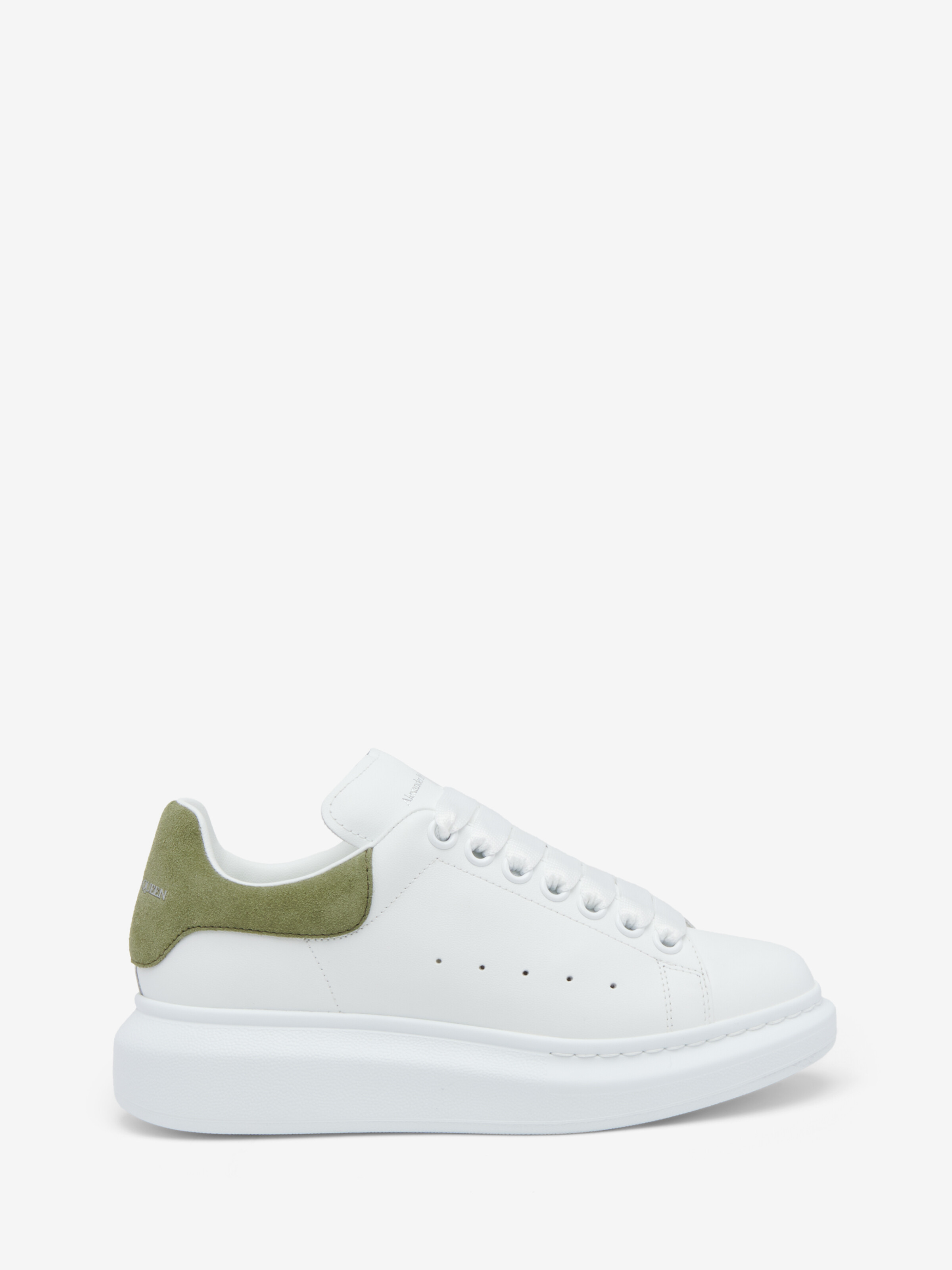 Women's Oversized Sneaker in White/Green in Calf Leather | Alexander McQueen - image 1