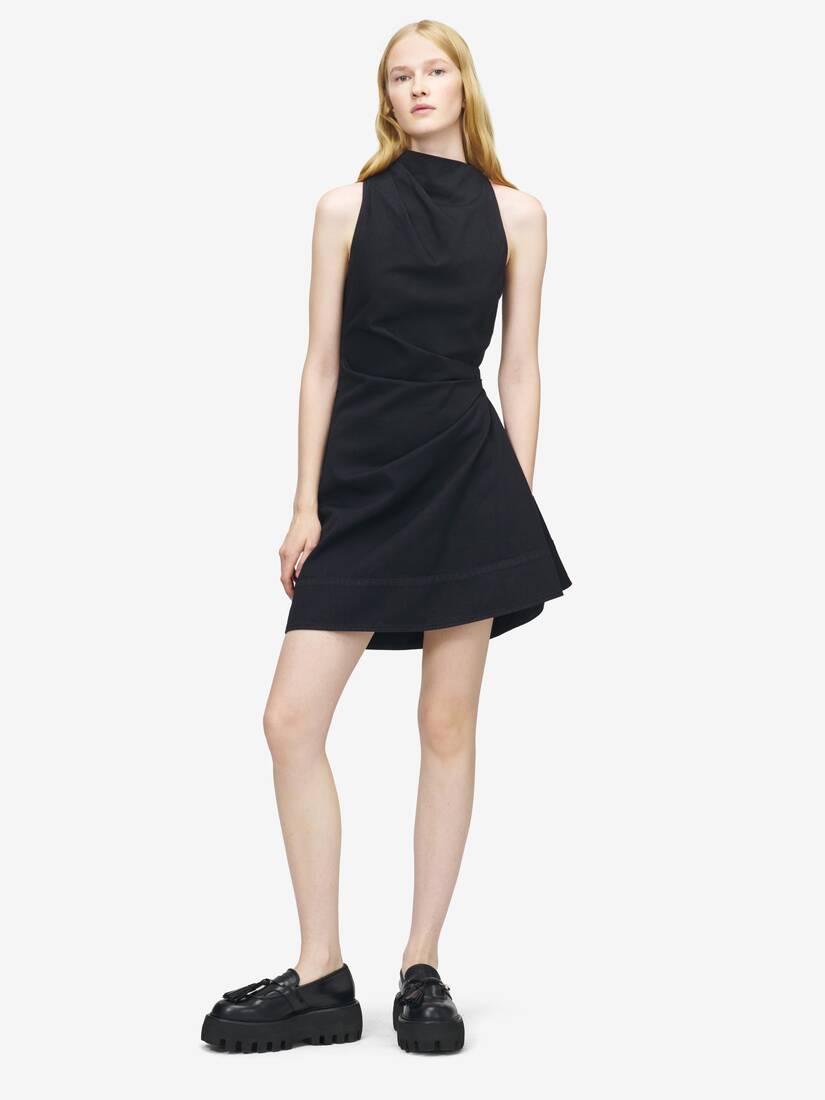 Denim Asymmetric Mini Dress | Alexander McQueen - image 2