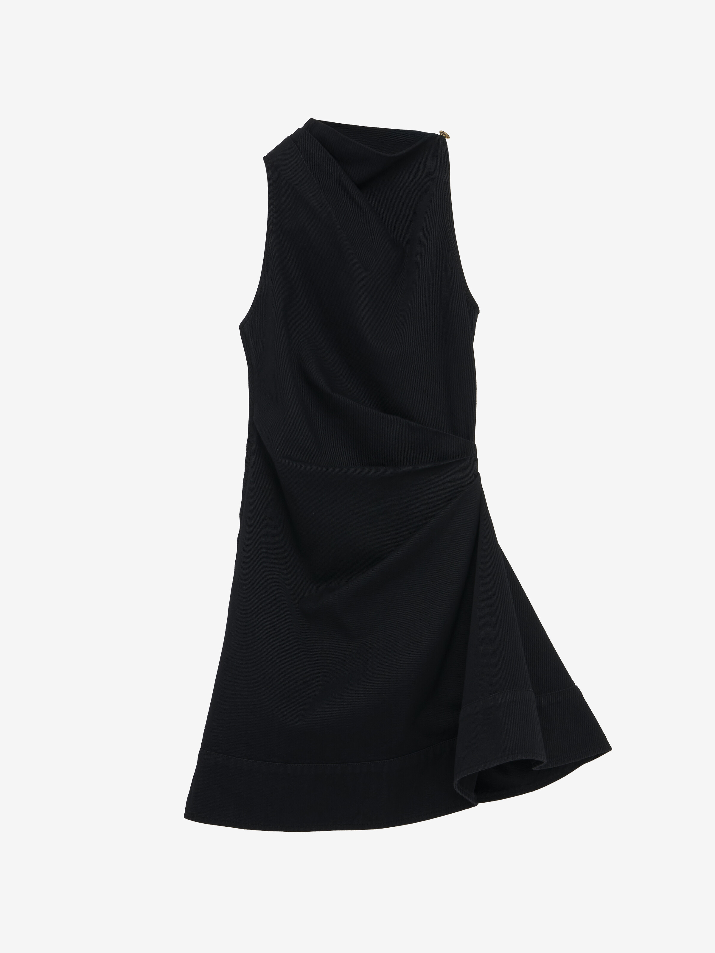 Women's Denim Asymmetric Mini Dress in Black in 100% Cotton | Alexander McQueen - image 2
