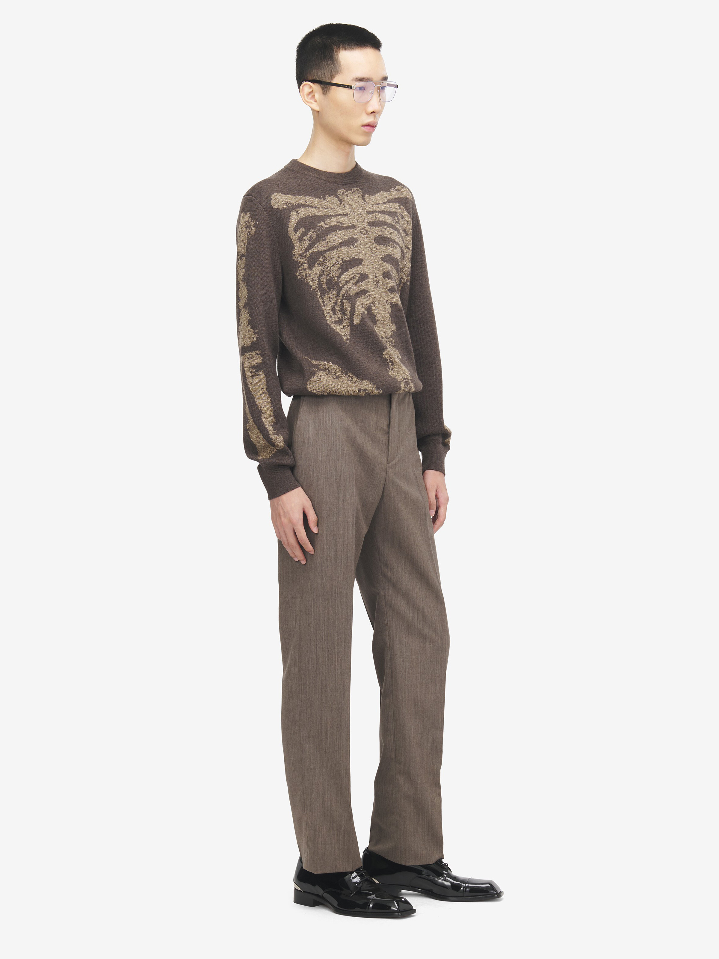 リブケージ ジャカード セーター in ウール 82%、コットン 18% | Alexander McQueen - image 3