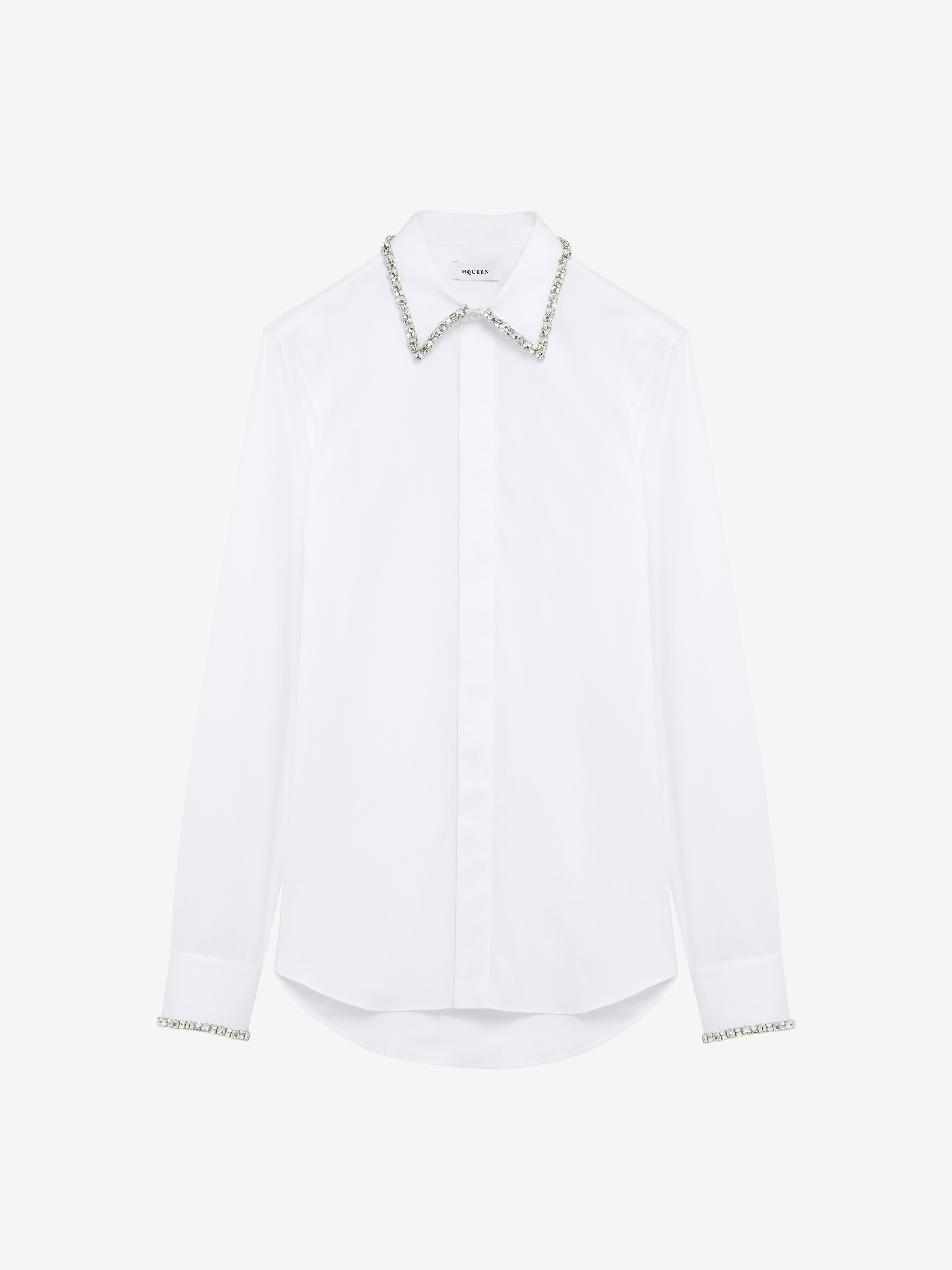Men's Crystal Embroidery Shirt in Optical White in 100% Cotton | Alexander McQueen - image 1