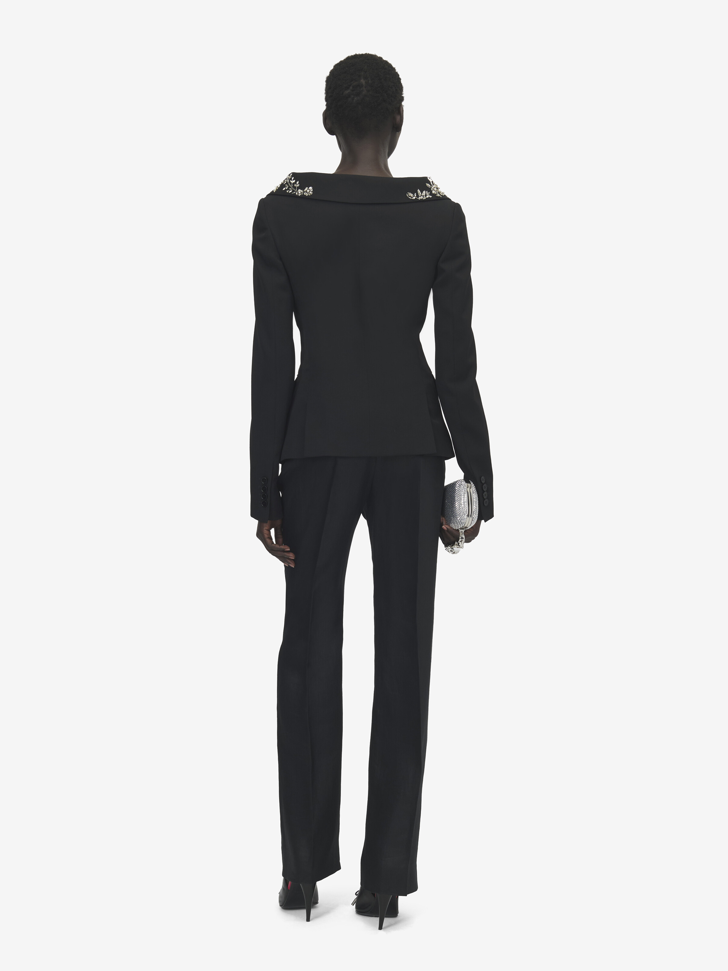 Pantaloni sartoriali a vita alta da Donna in Nero in Tessuto: 100% Lana, Fodera Tasche: 100% Cotone | Alexander McQueen - image 4