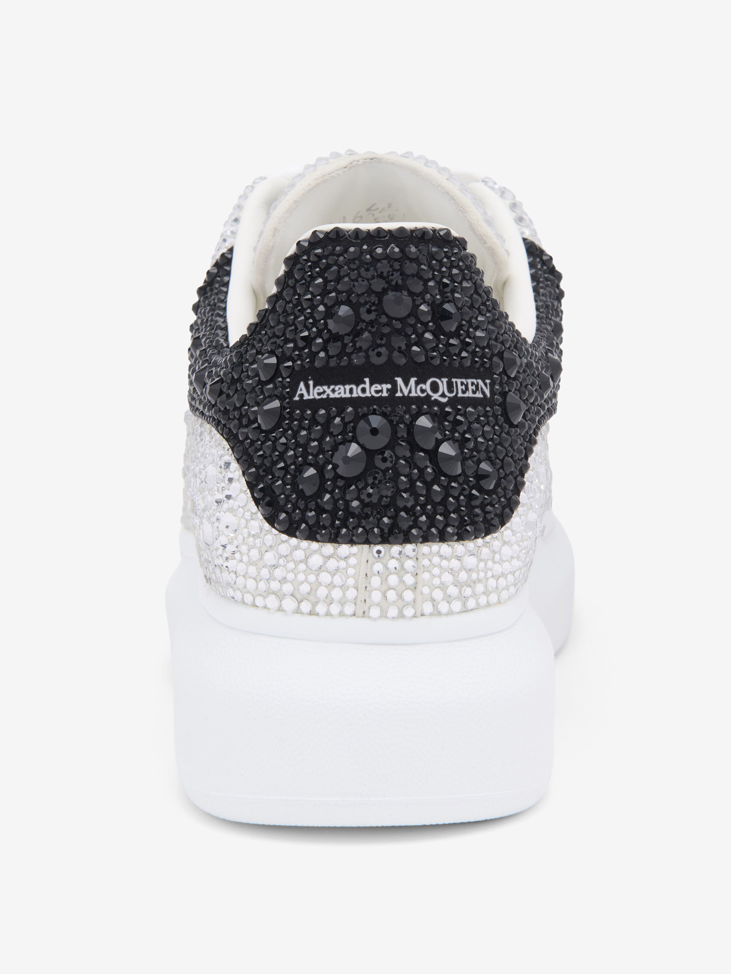 Women's Crystal-embellished Oversized Sneaker in White/Crystal in Goat Leather | Alexander McQueen - image 4