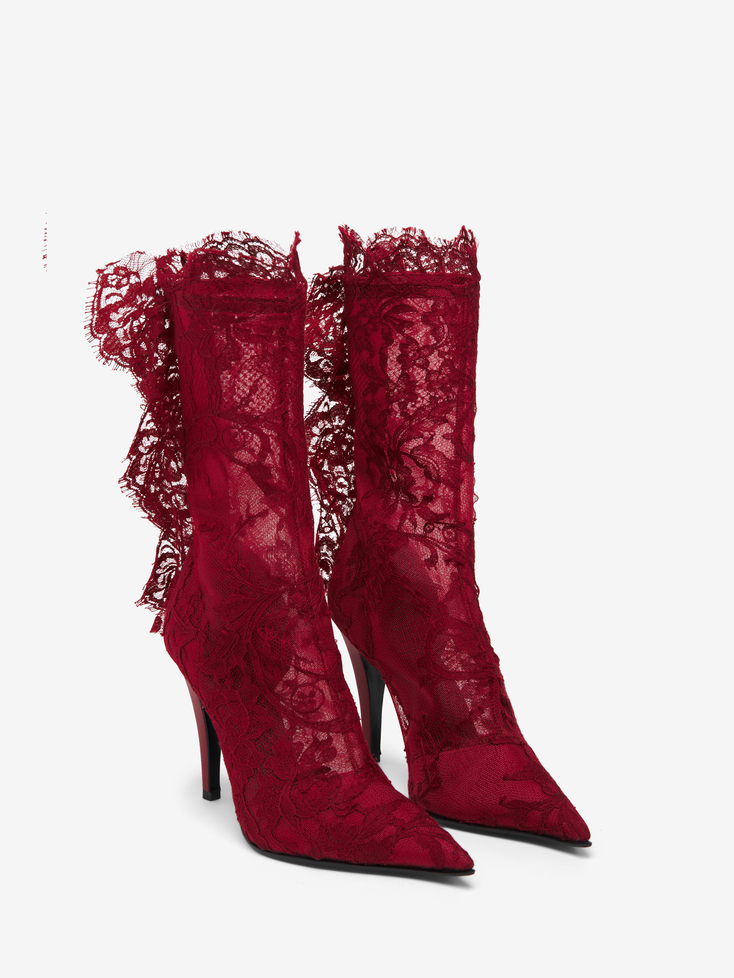 Women's Heron Lace Boot in Red | Alexander McQueen GB