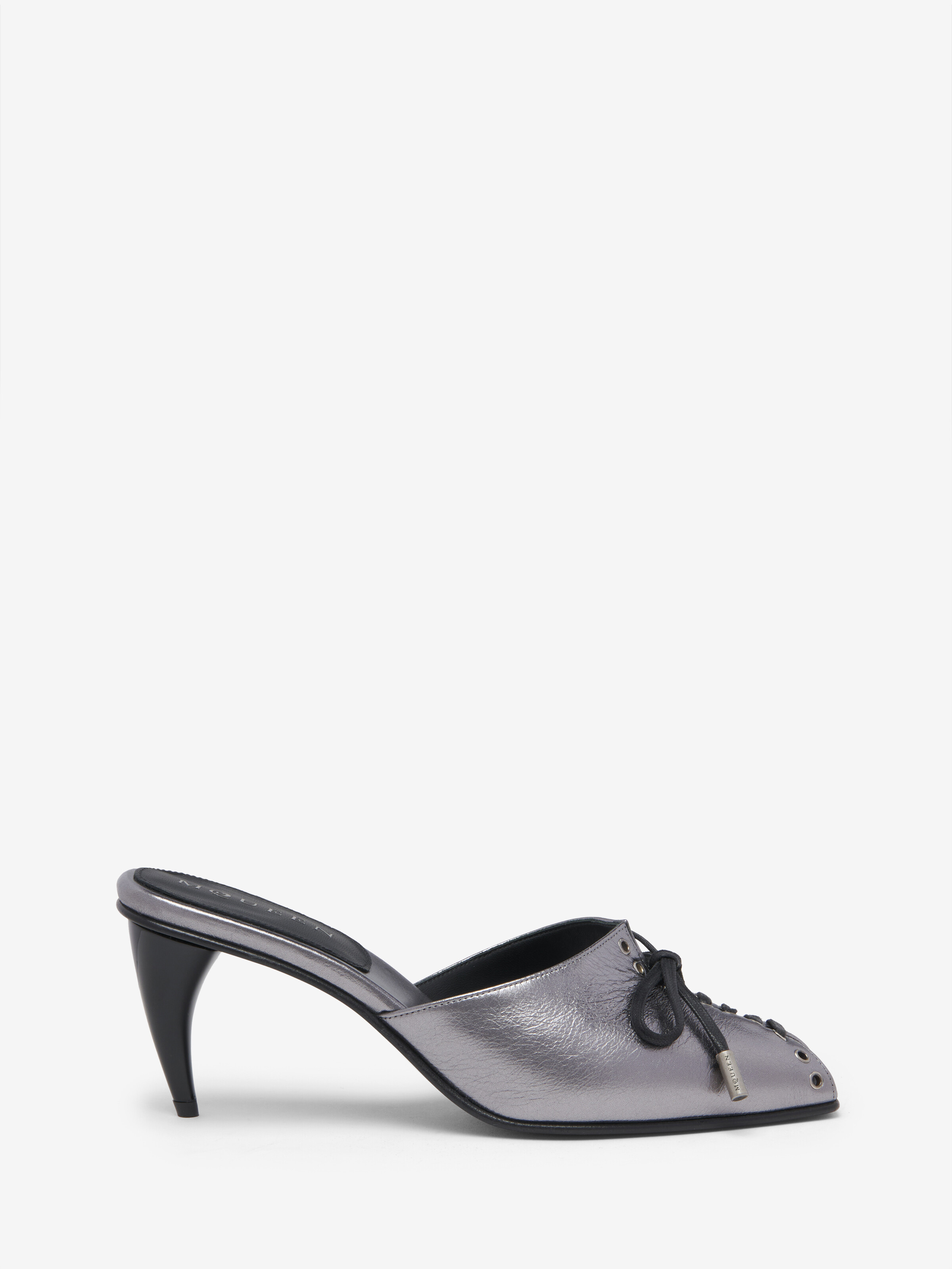 Women's Lexie Mule in Dark Silver in Calf Leather | Alexander McQueen - image 1