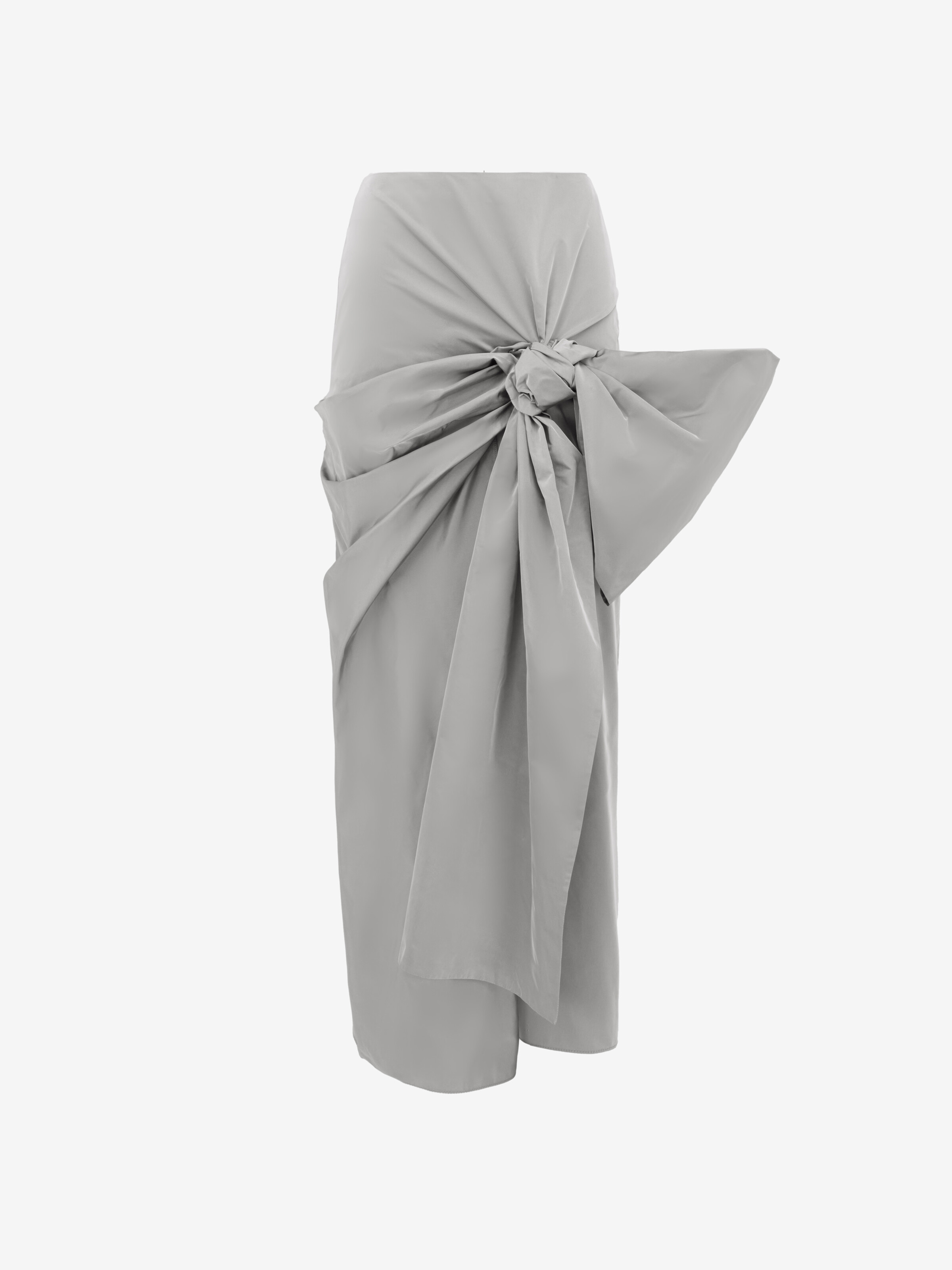 Women's Bow Detail Slim Skirt in Silver in 100% Polyester | Alexander McQueen - image 1