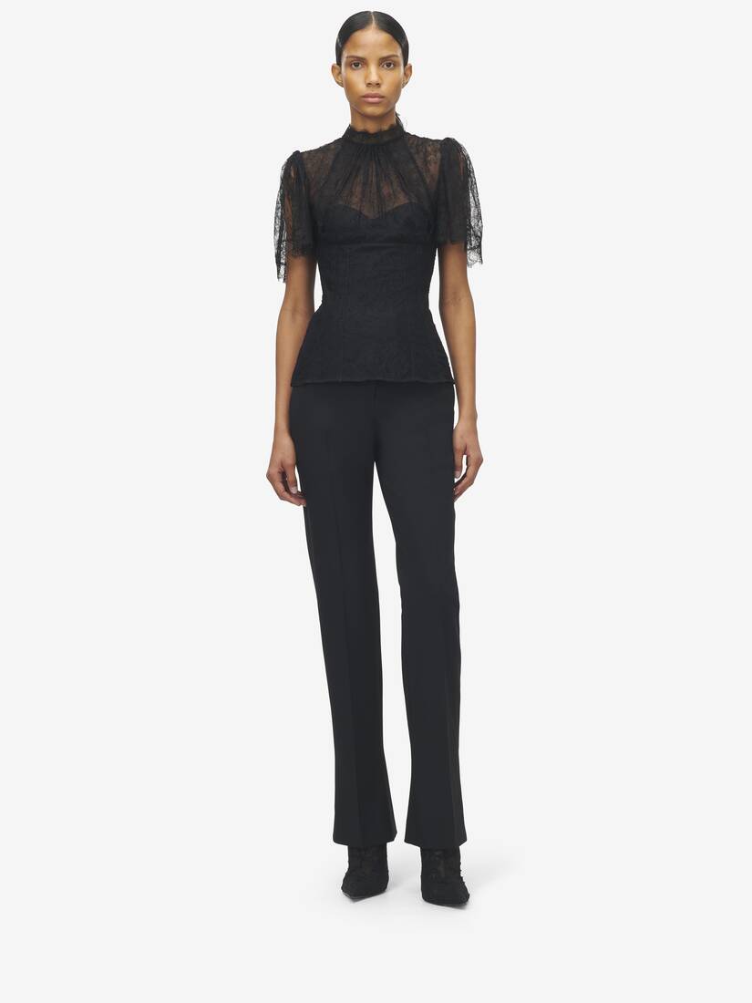 Wool Gabardine Tailored Trousers
