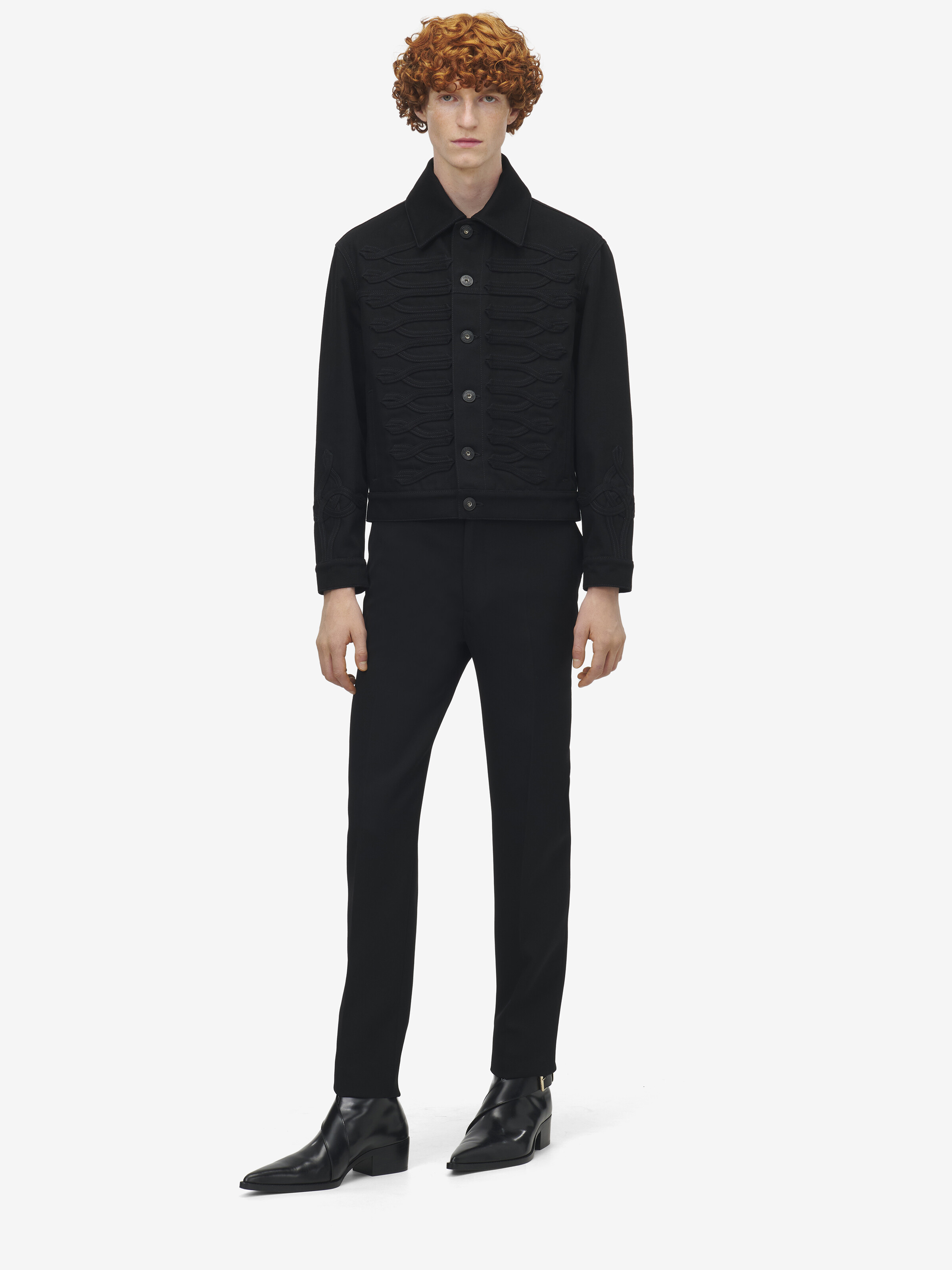 盘扣风格细节牛仔夹克 in 100% 棉 | Alexander McQueen - image 2