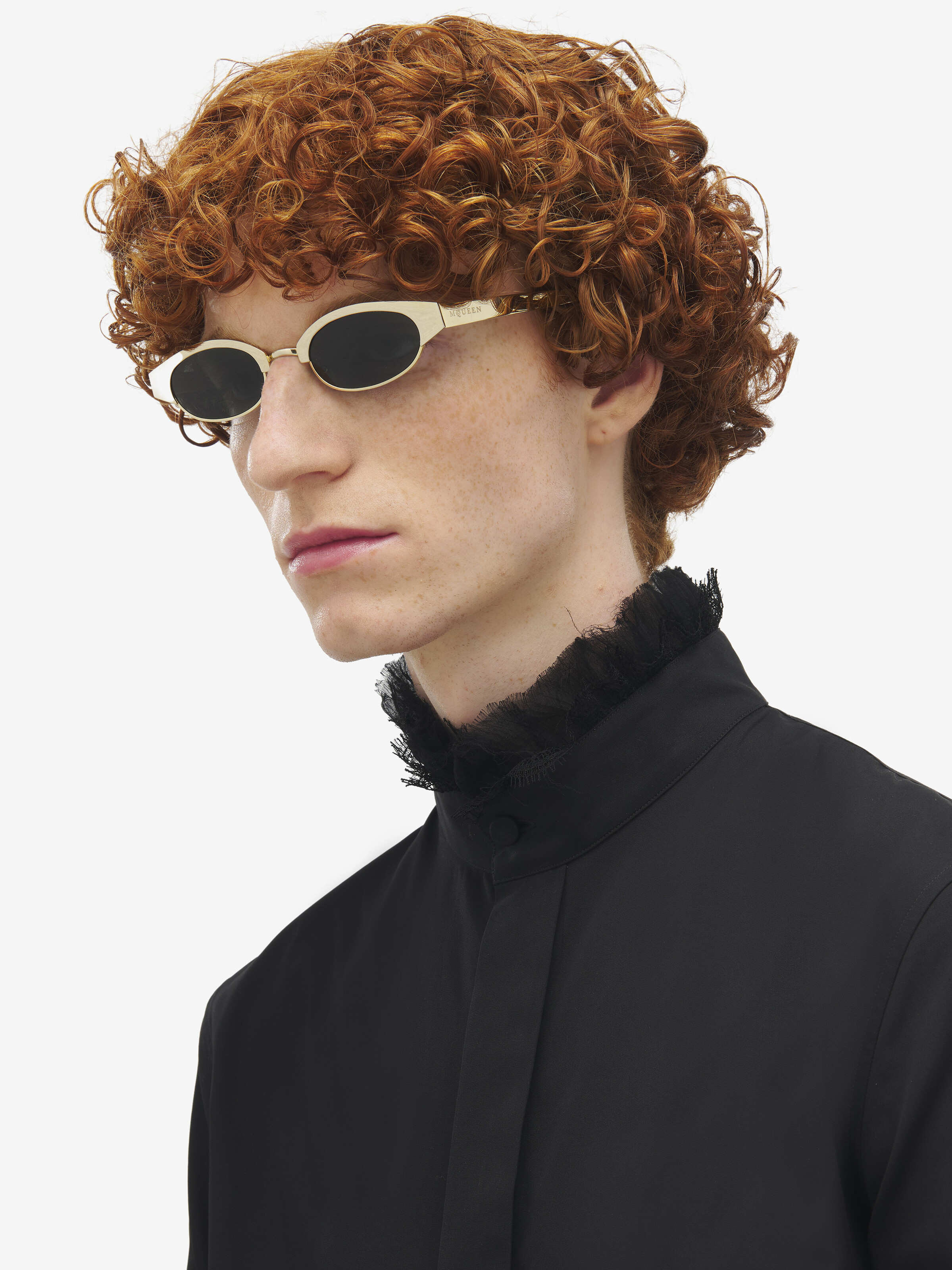 McQueen Ellipse Metal Sunglasses in Gold in Metal | Alexander McQueen - image 6