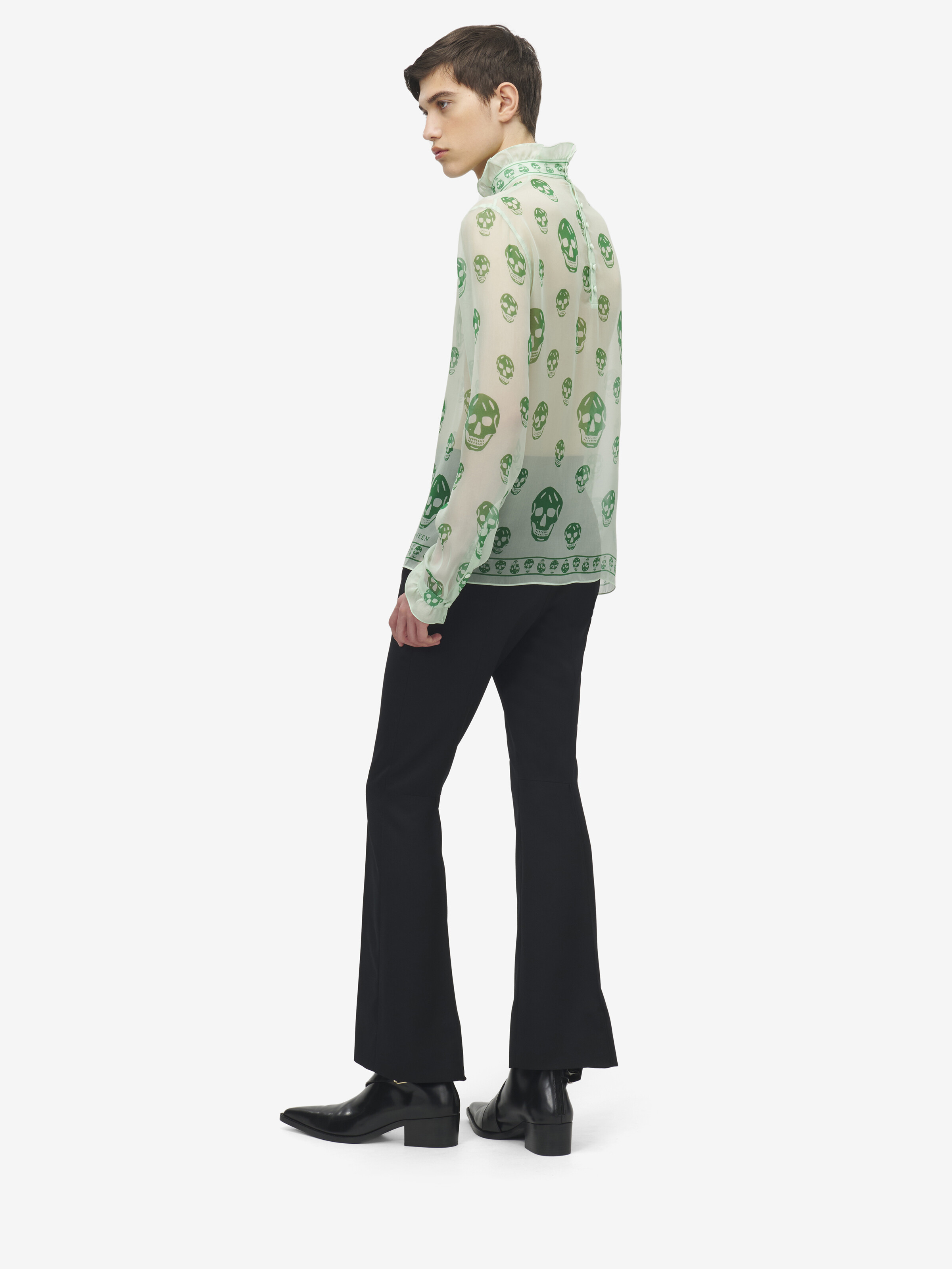 Top con stampa Skull in chiffon di seta