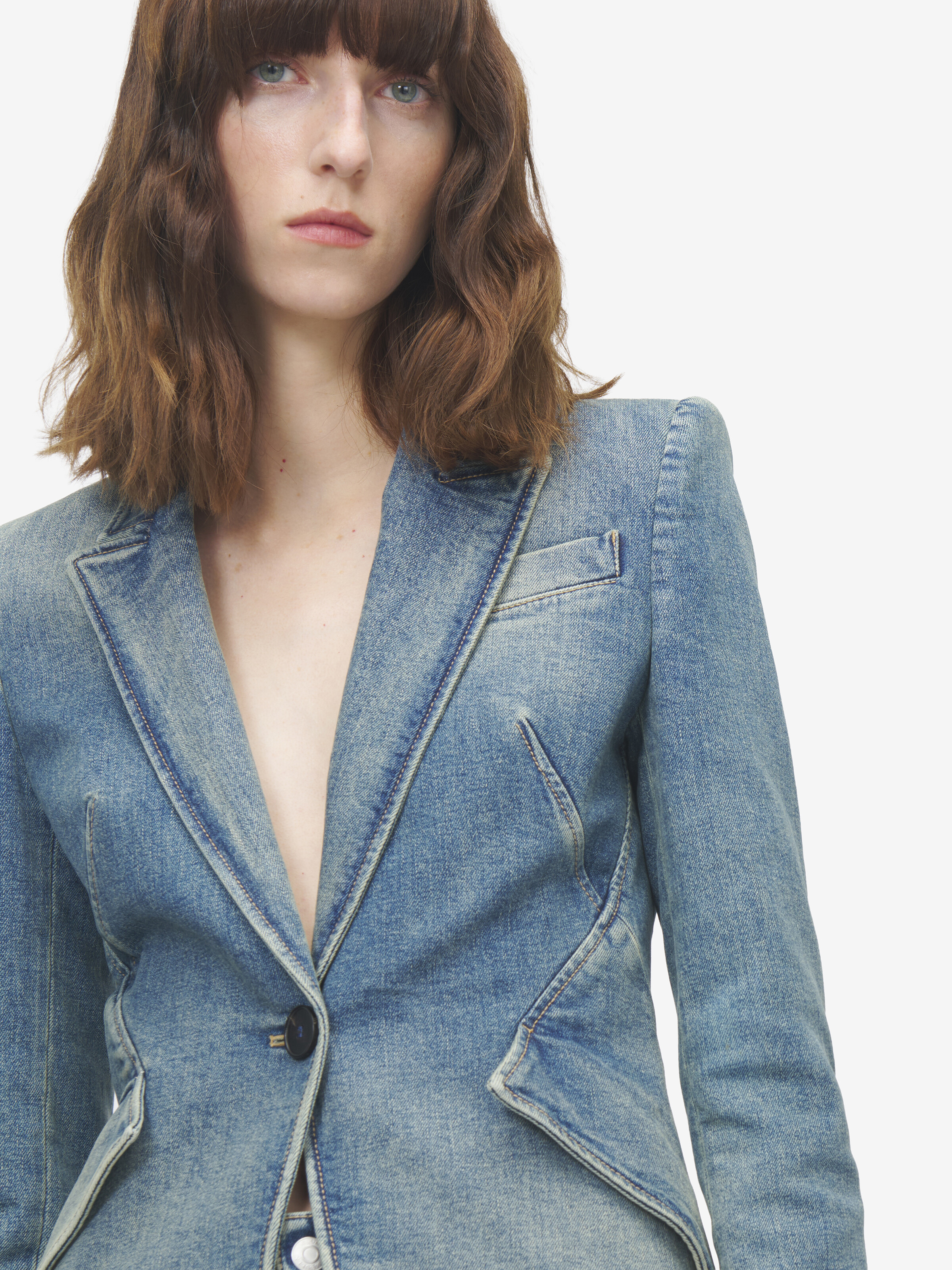 Women's Narrow Bootcut Denim Trouser in Washed Blue in 98% Cotton, 2% Elastan | Alexander McQueen - image 6