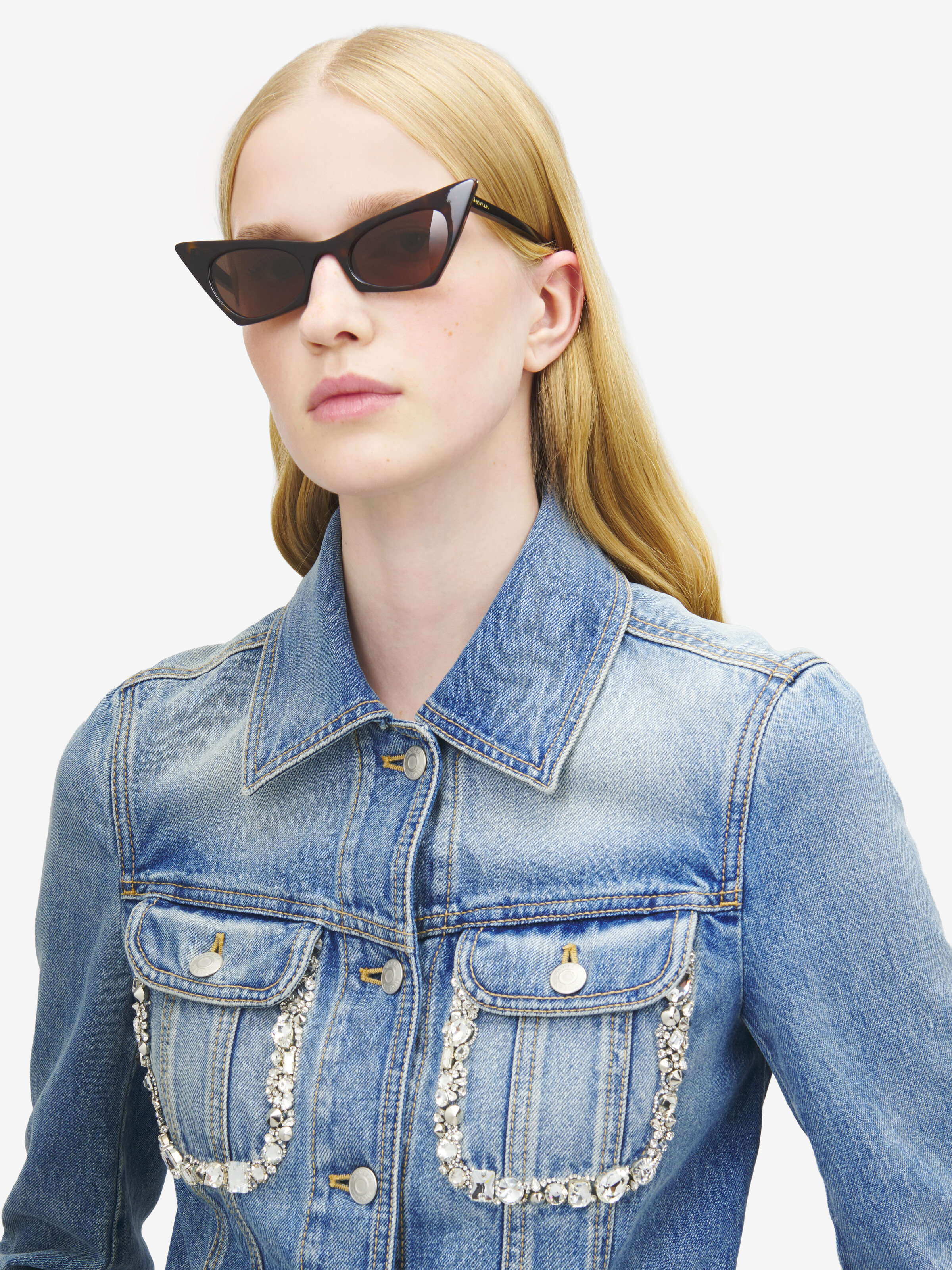 Women's Spike Cat-eye Sunglasses in Dark Brown in 100% Plastic | Alexander McQueen - image 2