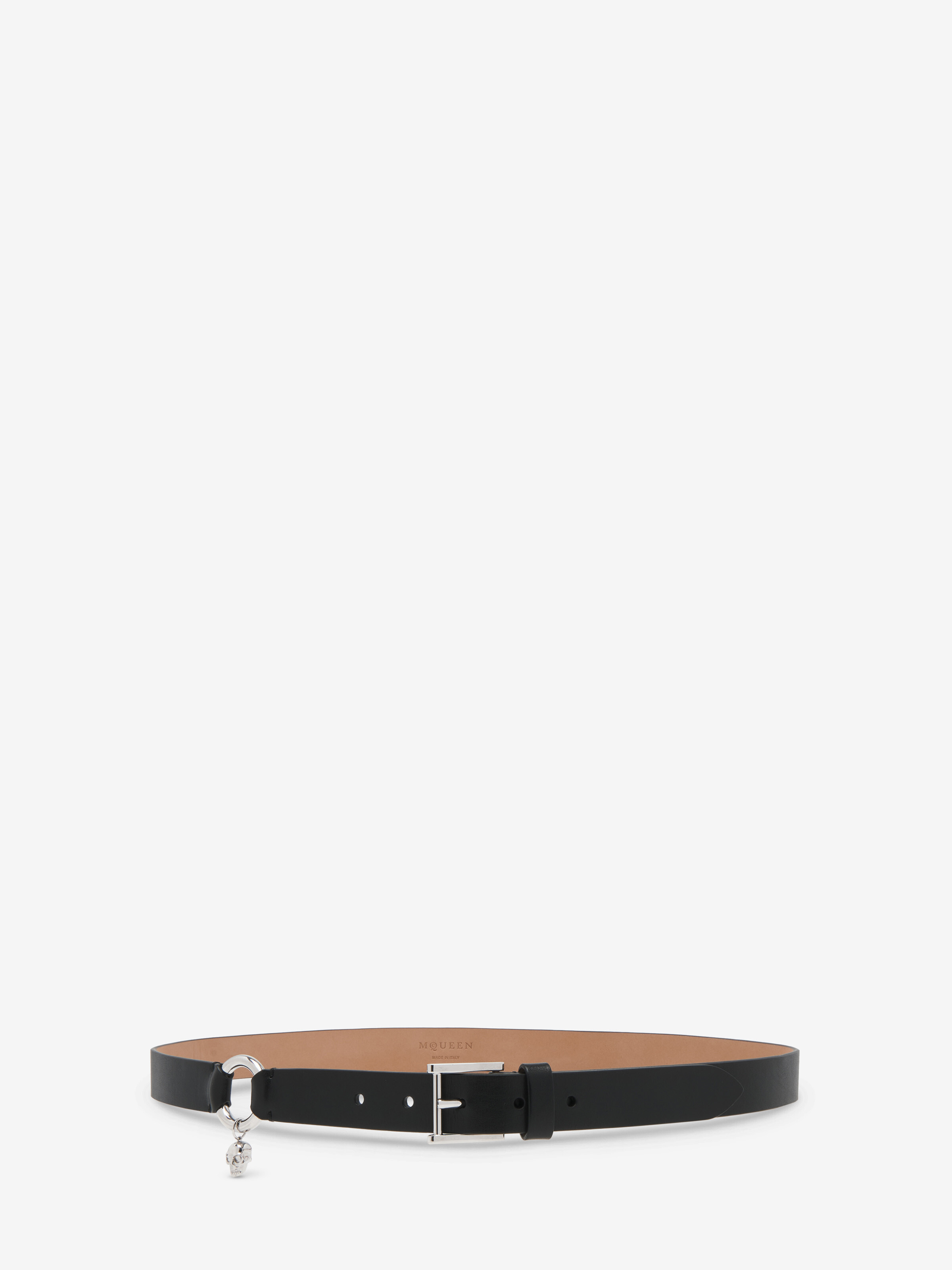 Ceinture à anneau Skull pour Homme en Noir in Cuir de veau | Alexander McQueen - image 1