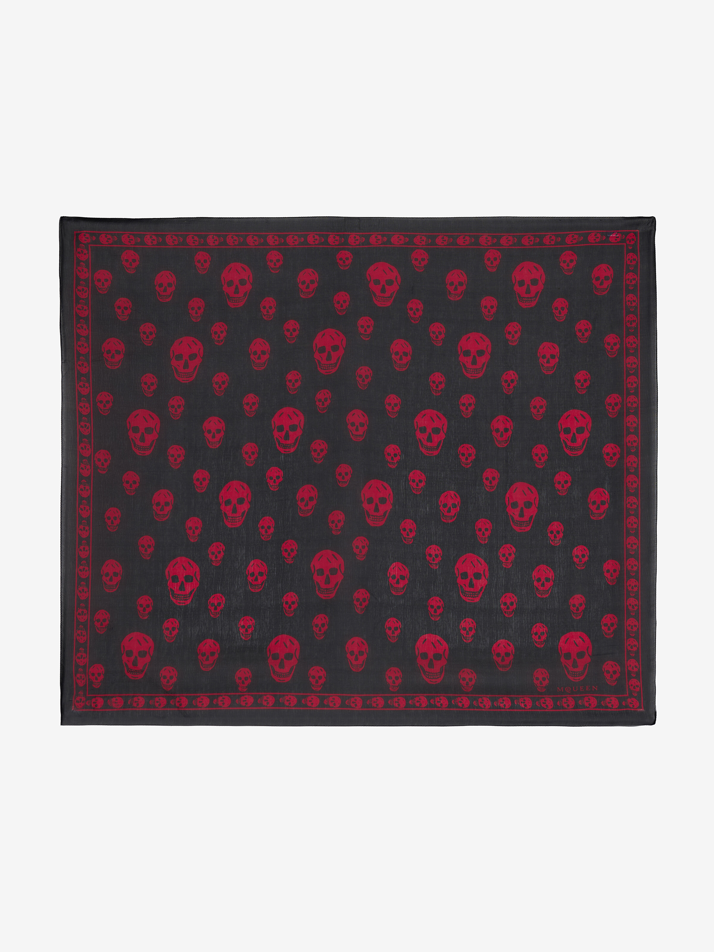 Women's Classic Skull Scarf in Black/Red in 100% Silk | Alexander McQueen - image 1