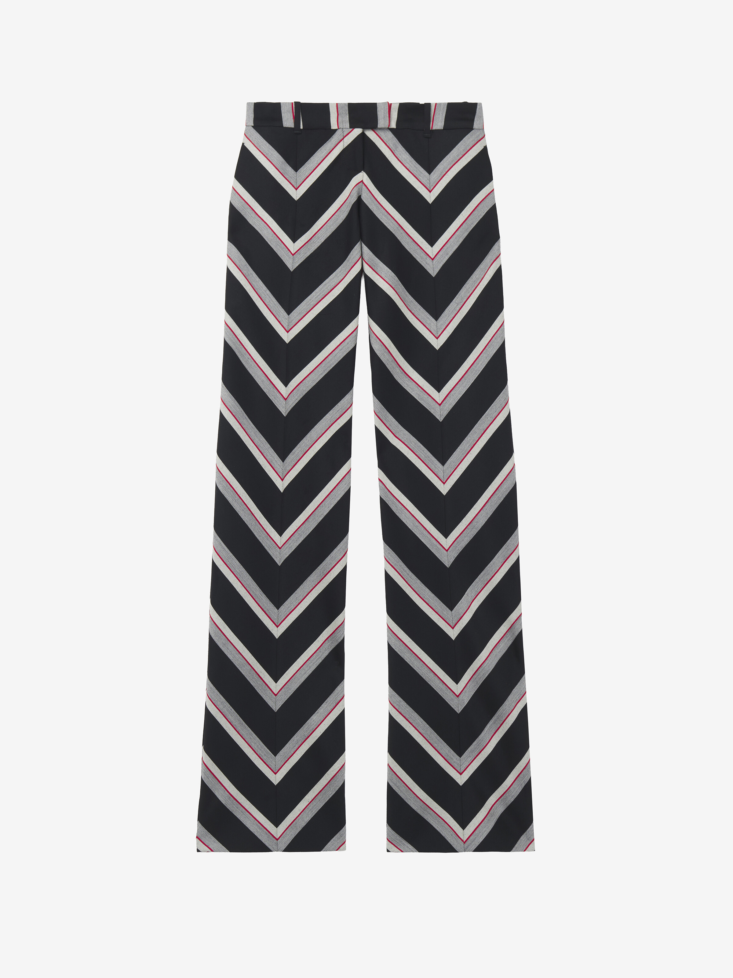 Pantalon Bumster à chevrons rayés pour Femme en Noir/Rouge in 100% Laine | Alexander McQueen - image 1