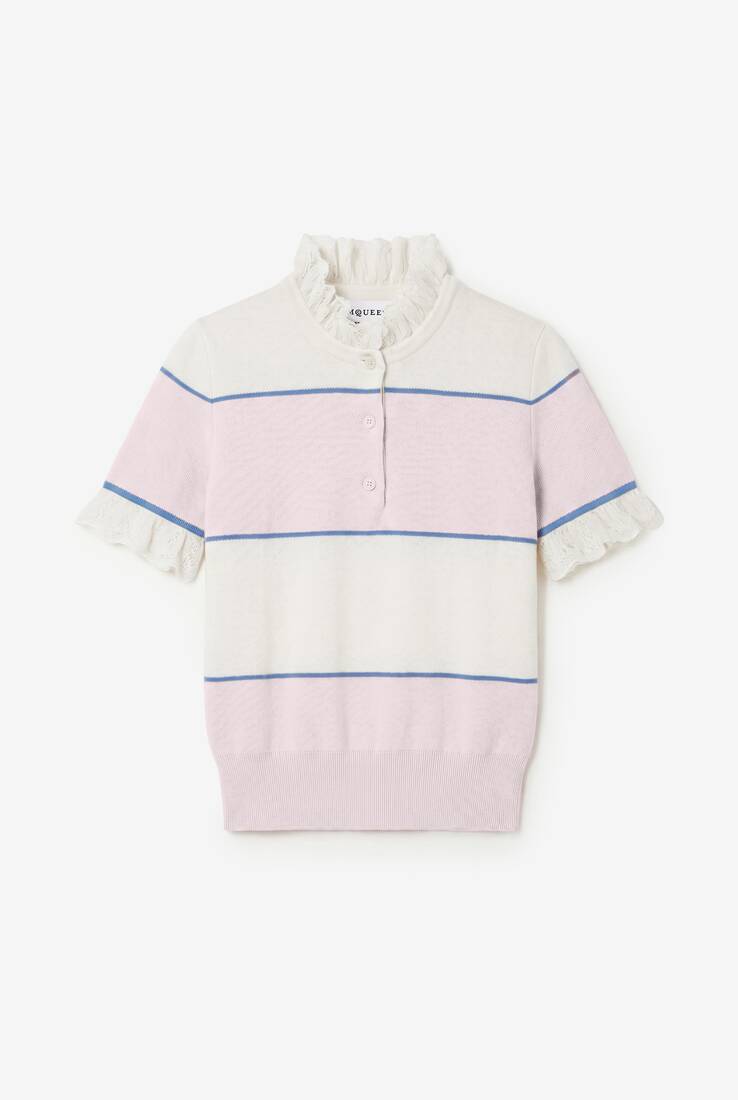 Ruffle Trim Striped Top | Alexander McQueen - image 1