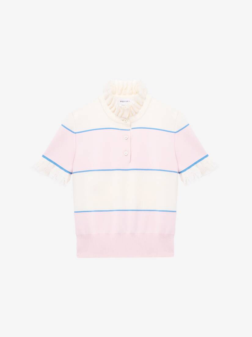 Ruffle Trim Striped Top | Alexander McQueen - image 1