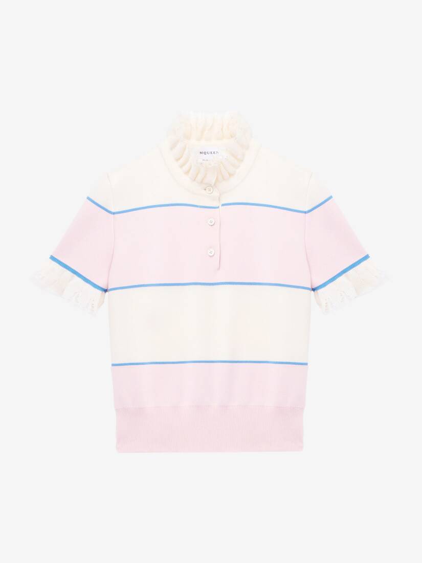 Ruffle Trim Striped Top | Alexander McQueen - image 1