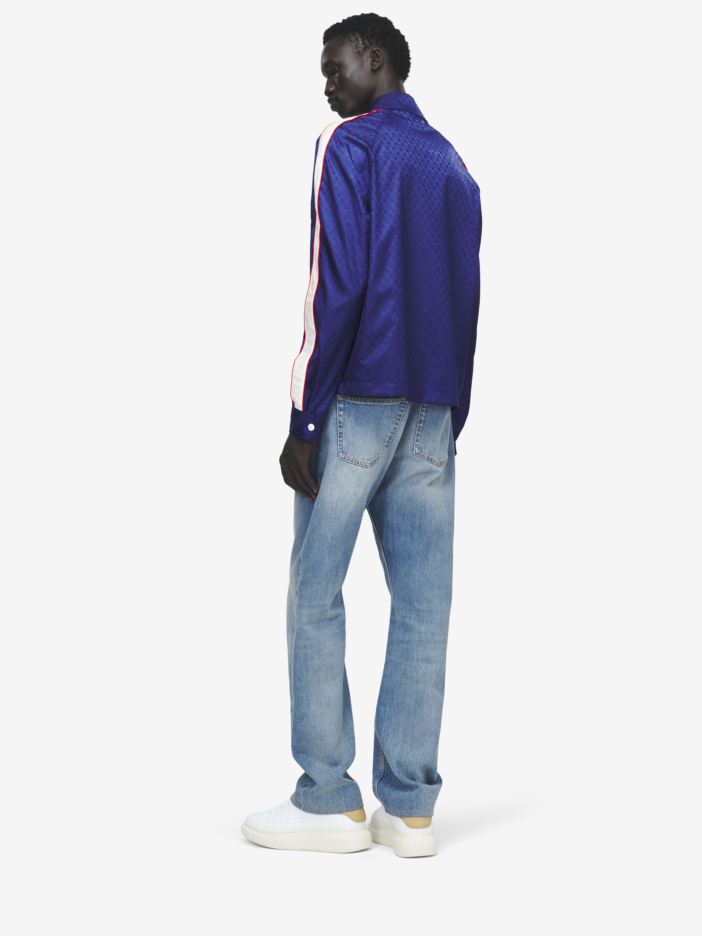 Men's Skull Jacquard Jacket in Blue in 100% Polyamid | Alexander McQueen - image 4