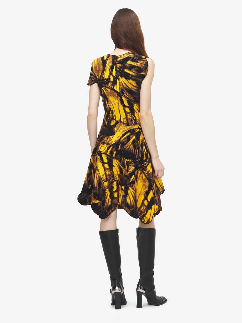 不对称飞蛾提花连衣裙 | Alexander McQueen - image 4