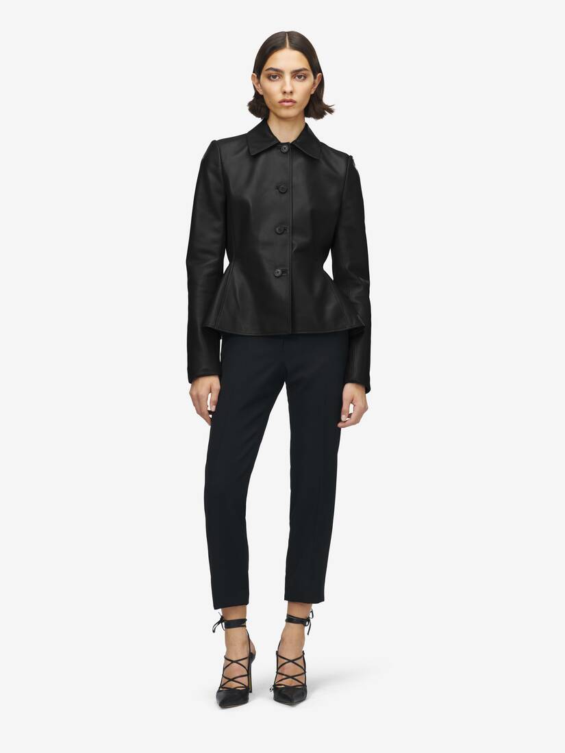 Leather Peplum Jacket | Alexander McQueen - image 3