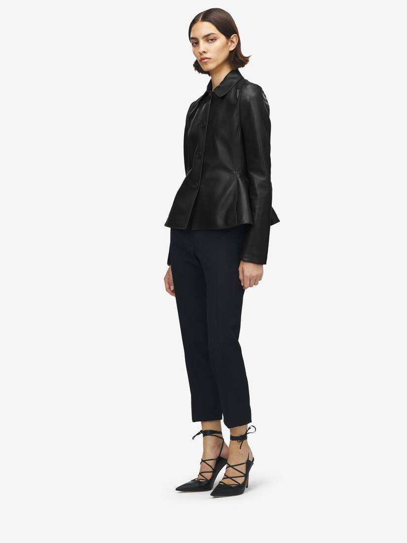 Veste à basque en cuir | Alexander McQueen - image 3