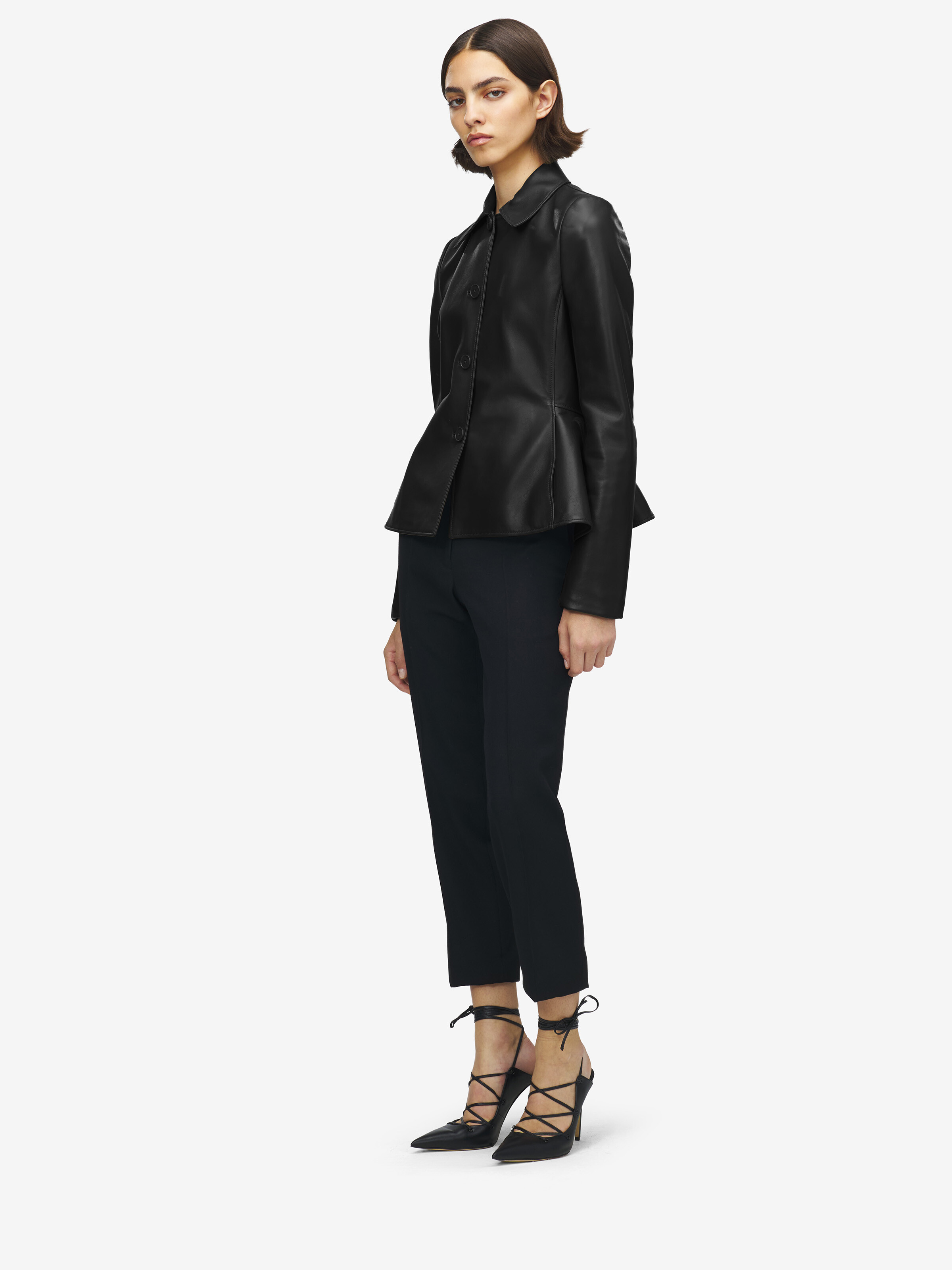 Veste à basque en cuir pour Femme en Noir in 100% Cuir d'agneau | Alexander McQueen - image 3