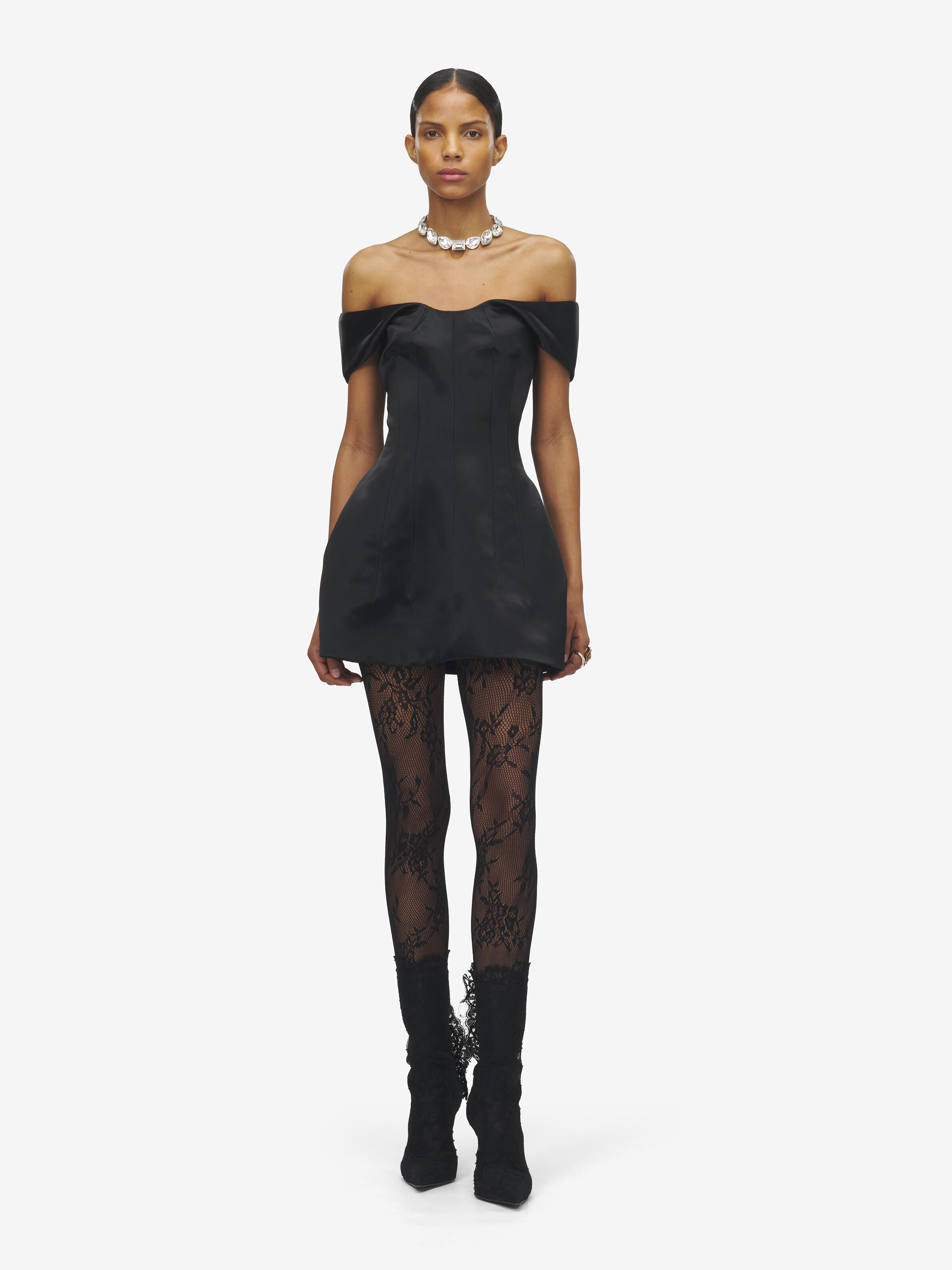 Women's Mini Dress in Black in 100% Acetate | Alexander McQueen - image 1